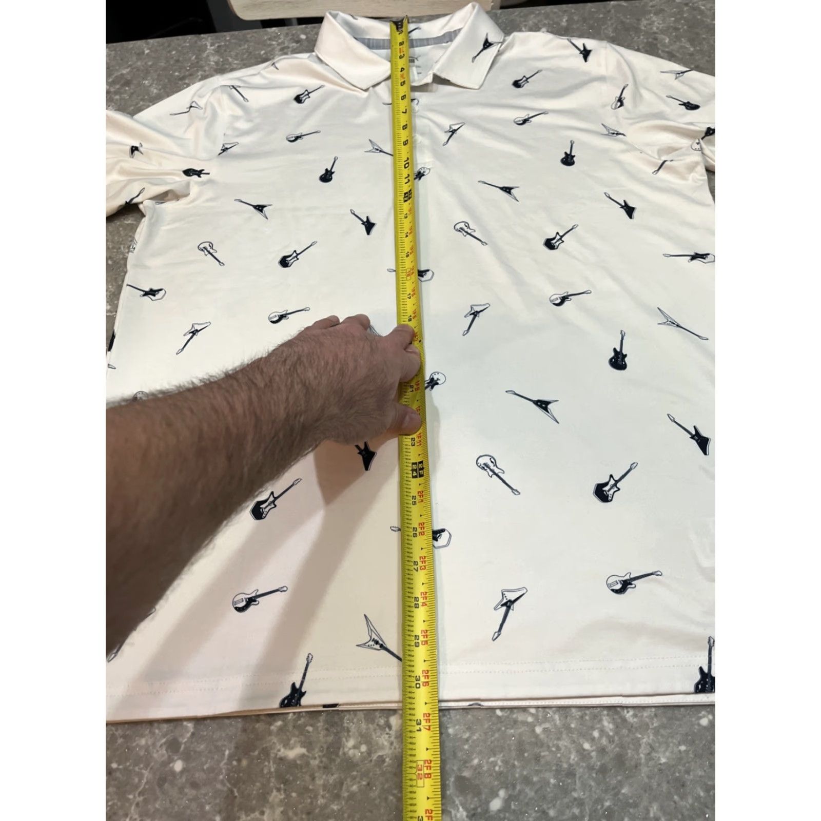Puma Puma Golf Polo Mens M White Geometric Guitar Print Logo Breathable Moisture Wicking Short Sleeve Regular Fit All Seasons Athletic Shirt Size US M / EU 48-50 / 2 - 4 Thumbnail