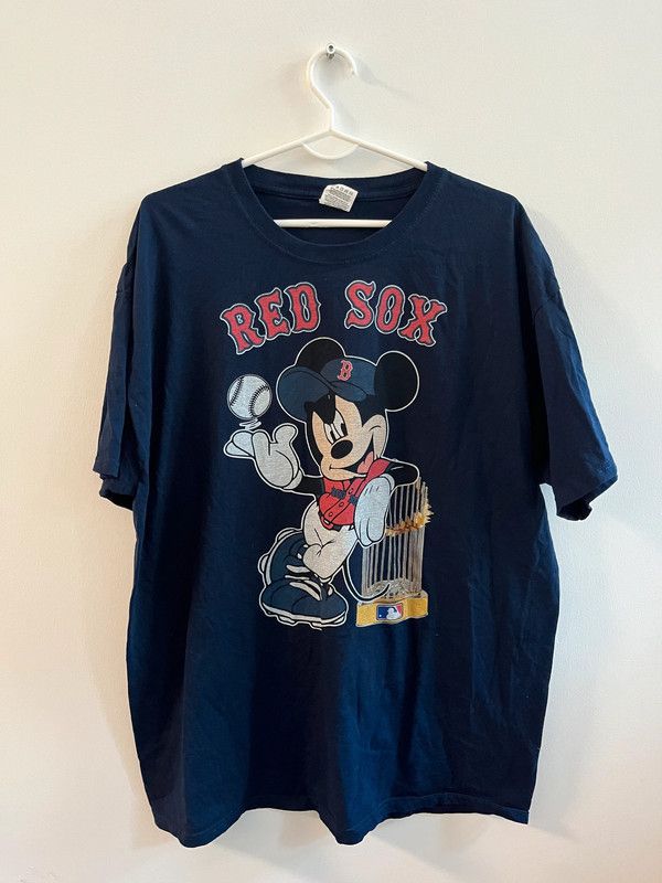 Vintage Boston Red Sox Mickey Mouse Fruit Of The Loom HD Cotton Size US XL / EU 56 / 4 - 1 Thumbnail