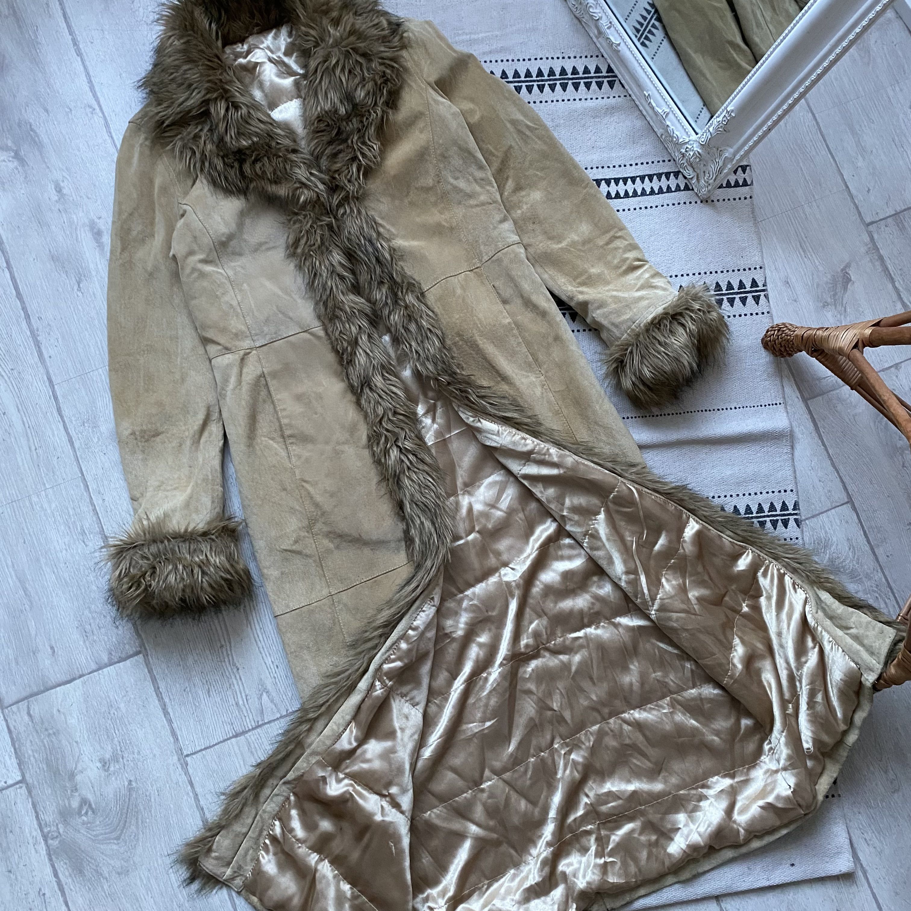 If Six Was Nine Vintage 90s Real Suede with Faux Fur Maxi Coat Y2K japanese Size L / US 10 / IT 46 - 7 Thumbnail