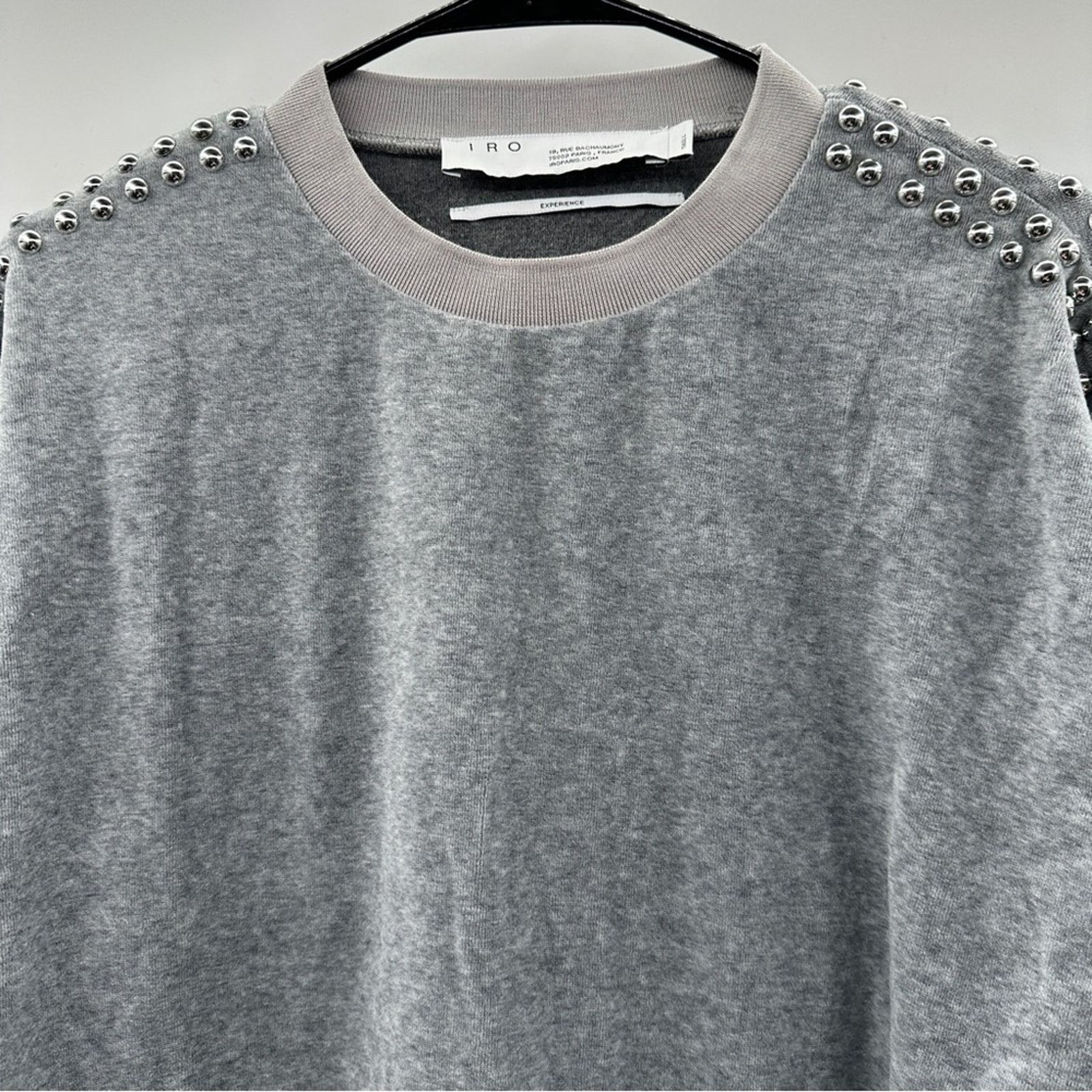Iro IRO Heathen Studded Heather Gray Long Sleeve Sweatshirt Sz S Size S / US 4 / IT 40 - 4 Thumbnail