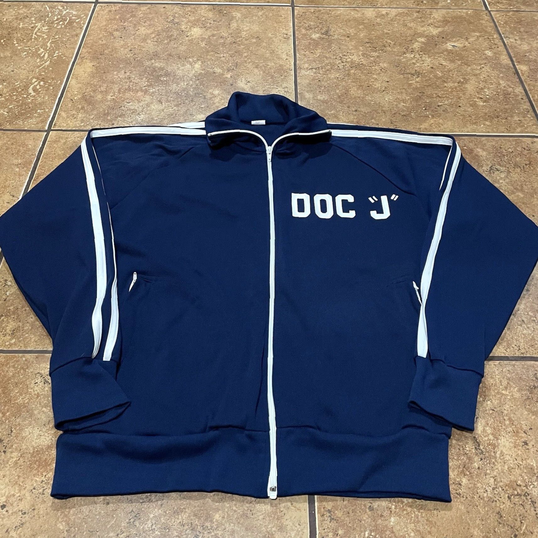 Vintage VINTAGE Doctor J Jacket Julius Erving Navy Warm Up Track Men's XL 70s NBA Size US XL / EU 56 / 4 - 3 Thumbnail