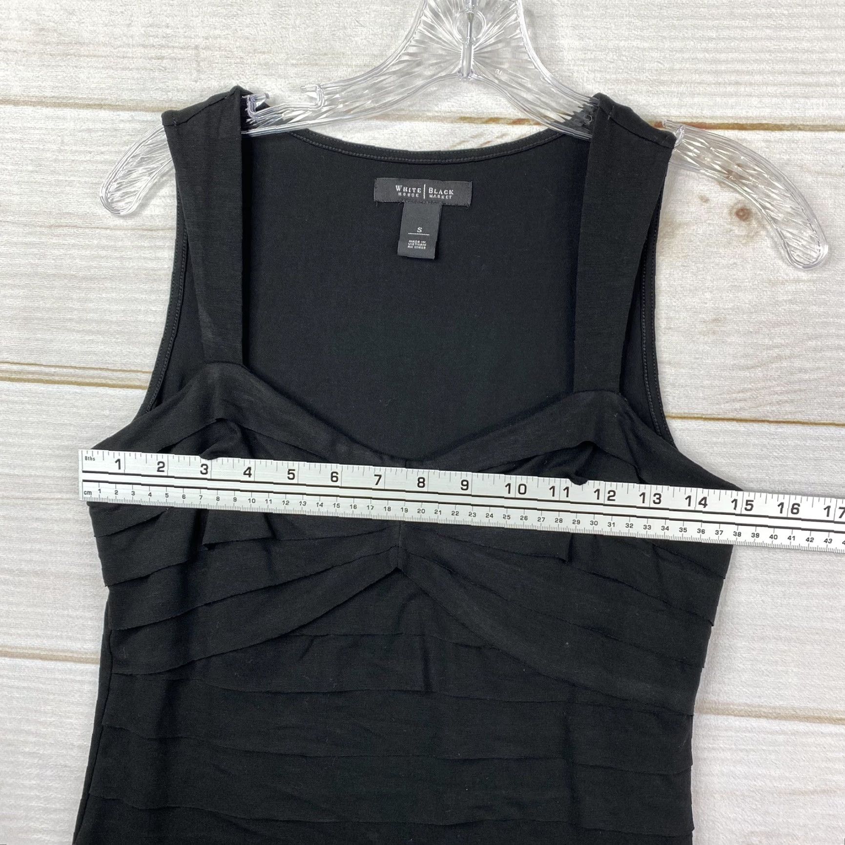 White House Black Market White House Black Market Top Tank Womens S Black Ruffled Ponte Knit Stretch Size S / US 4 / IT 40 - 6 Thumbnail