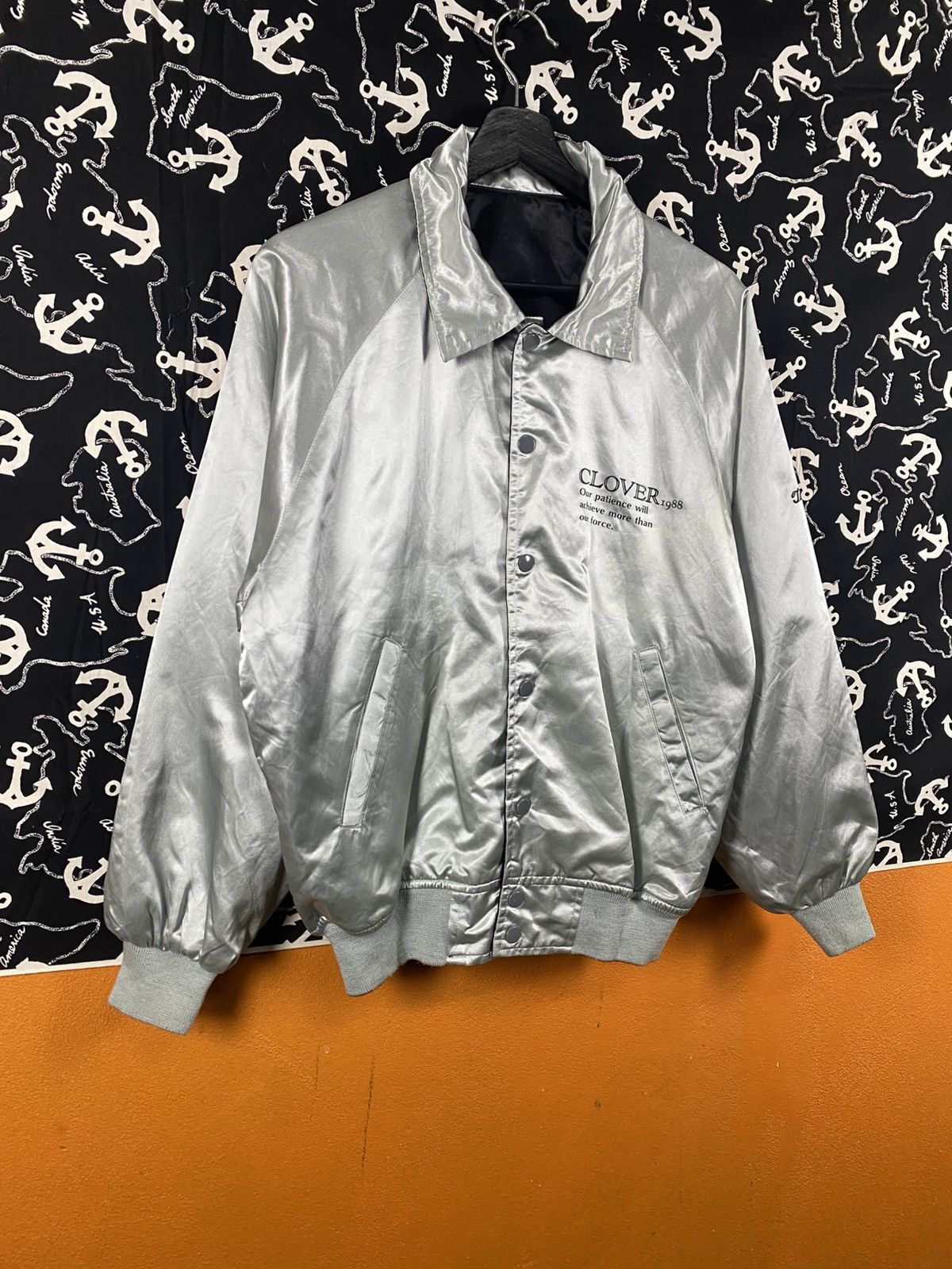 Vintage Vintage CLOVER Satin Coach Jacket Tennis Team Style Silver Size US M / EU 48-50 / 2 - 7 Thumbnail