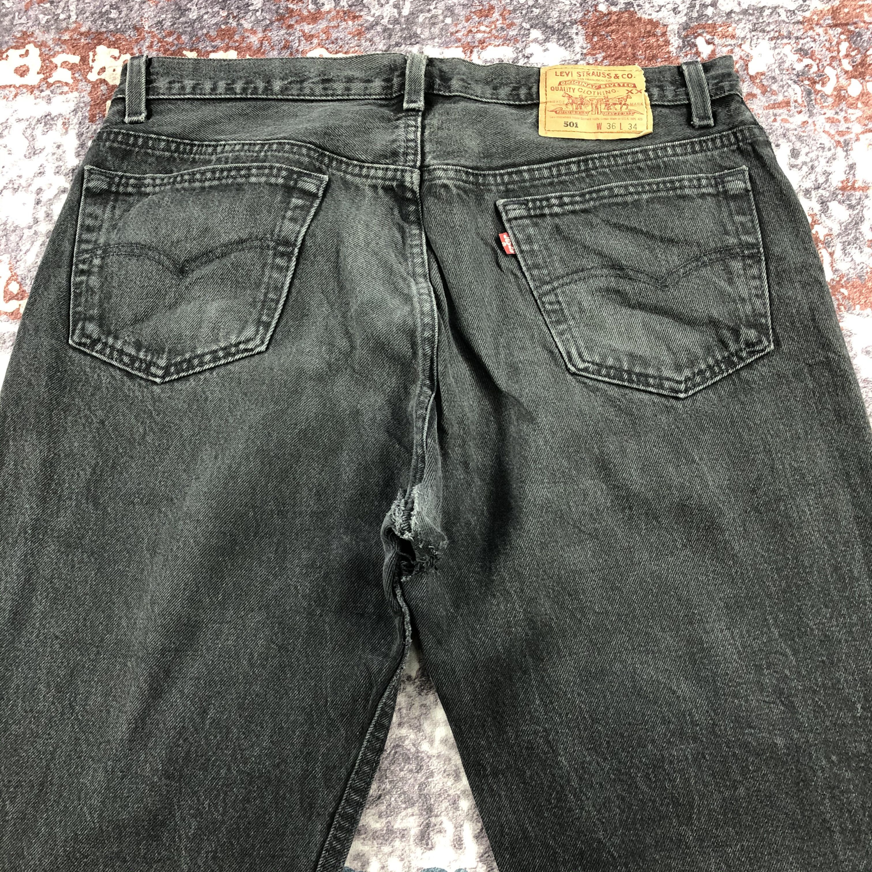 Levi's 90s Vintage Faded Black Levis 501 Jeans-JM2393 Size US 35 - 4 Thumbnail