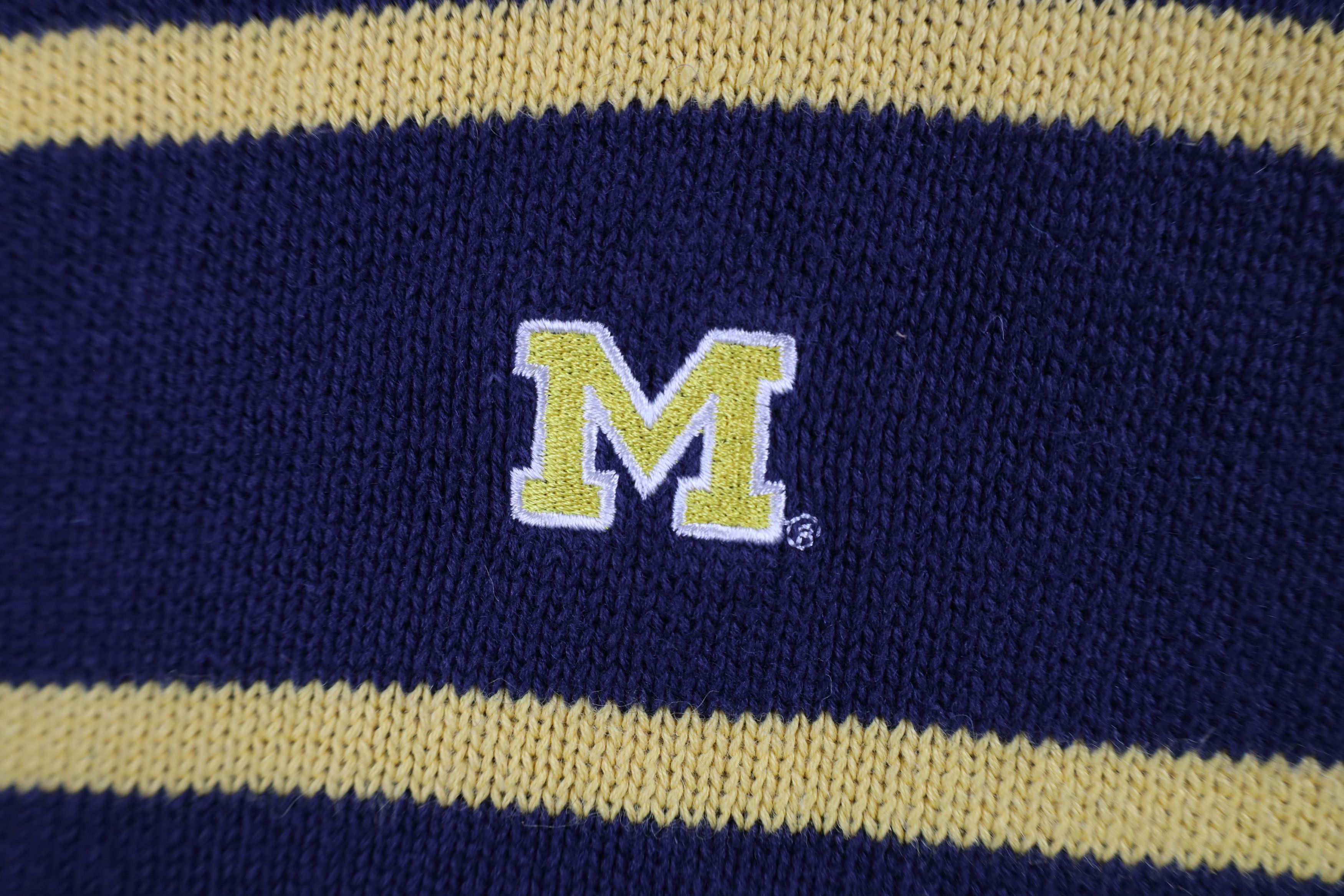 Vintage Vintage 90s University of Michigan Striped Crewneck Sweater Size US L / EU 52-54 / 3 - 4 Thumbnail