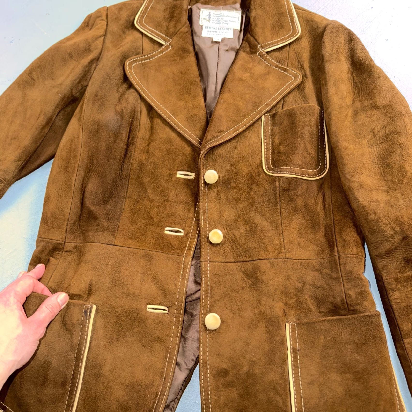 JCPenney VTG Penneys 70s Suede Leather Button Up Jacket Brown Boho Hippie Western Sz 12 Jacket Mens Womens Size XL / US 12-14 / IT 48-50 - 4 Thumbnail