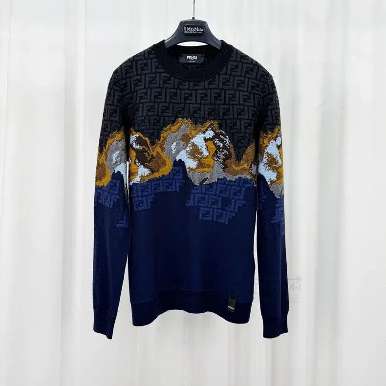 Fendi Fendi Monogrammed Full Print Knitted Sweater Size US S / EU 44-46 / 1 - 1 Thumbnail