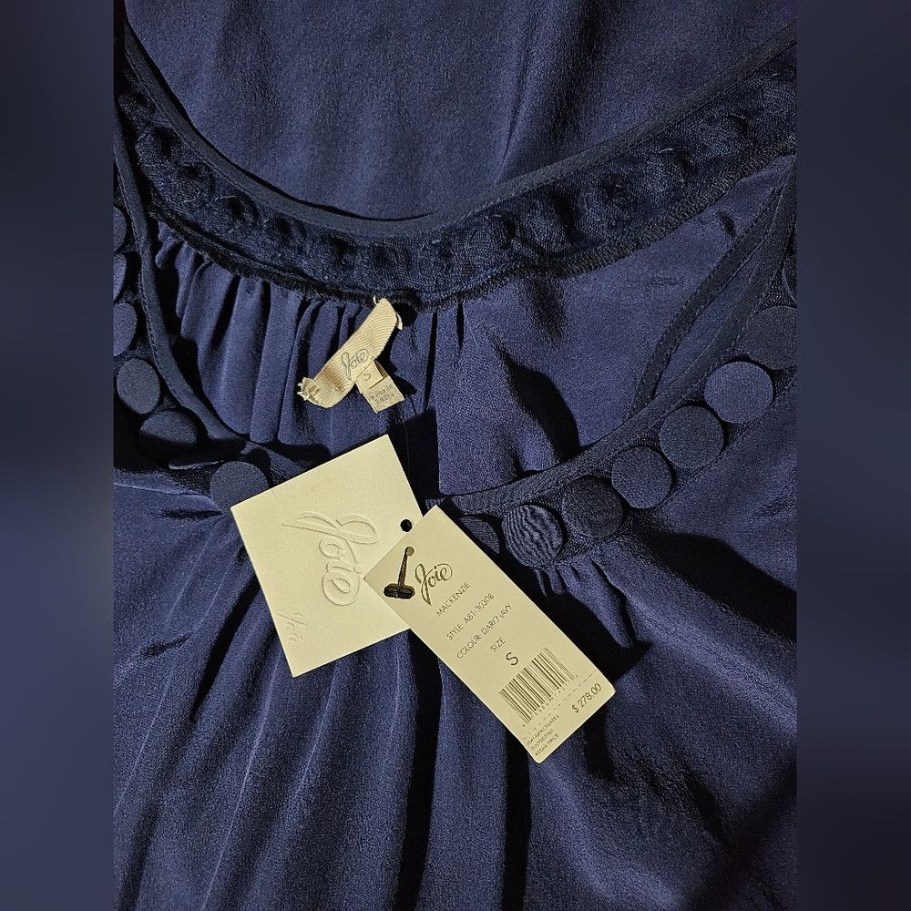 Joie New Joie Navy Blue Sheath Dress Small Silk Polka Dot Size S / US 4 / IT 40 - 7 Thumbnail