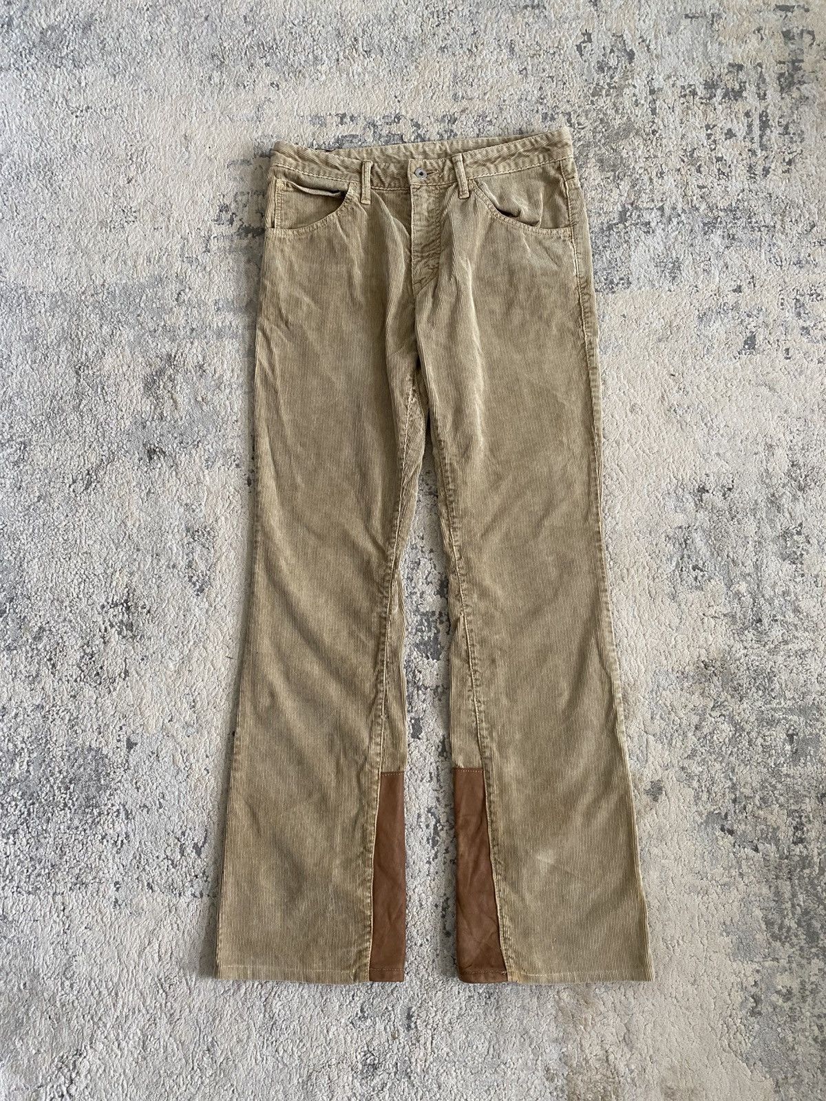 Isamu Katayama Backlash Backlash - Corduroy Leather Hem Bootcut Jeans Size US 31 - 1 Thumbnail