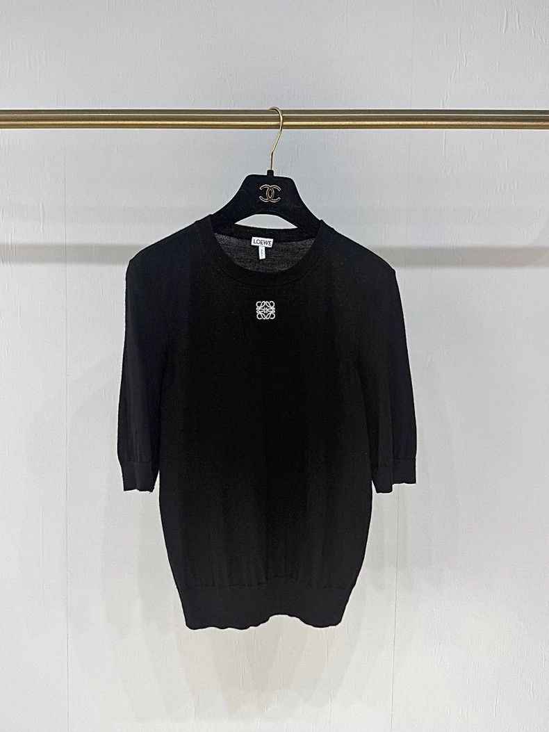 Loewe LOEWE Thin wool knit short sleeve top Size S / US 4 / IT 40 - 1 Thumbnail