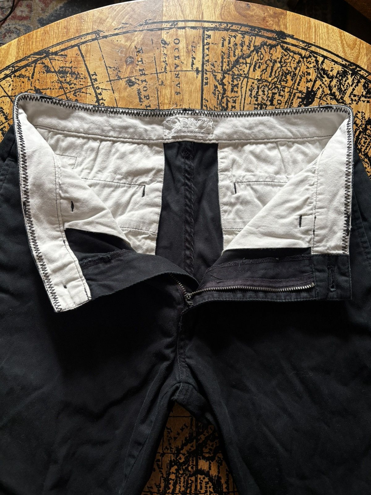 CHOCOOLATE Black Chocoolate Cotton Trousers Black Twill Pants Size US 31 - 6 Thumbnail