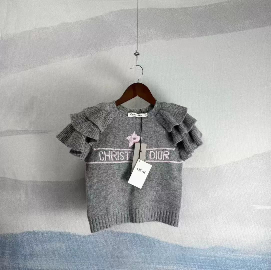 Dior Dior Gray Lucky Star Cashmere Short-Sleeve Sweater Size XXS / US 00 / IT 34 - 1 Thumbnail