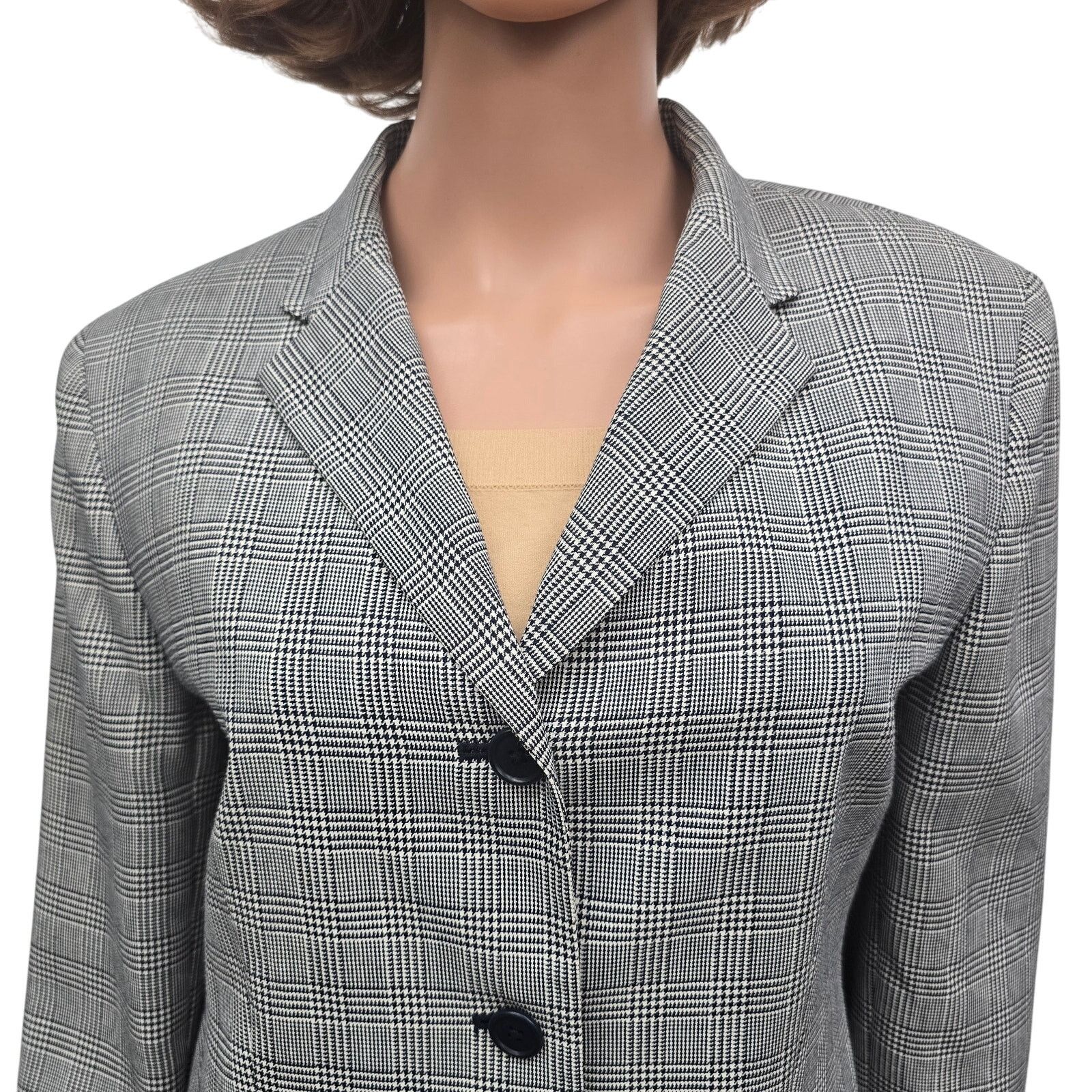 Lauren Ralph Lauren × Vintage Lauren Ralph Lauren Glen Plaid Blazer Jacket 10 Wool blend Size L / US 10 / IT 46 - 4 Thumbnail