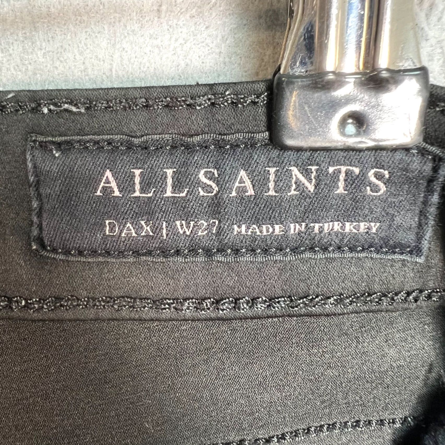 Allsaints AllSaints Womens Size 27 Black Dax Coated Skinny Jeans Modal Polyester Blend Denim 5-Pocket Design Zip Adult Womens 27 Black Skinny Jeans Size 27" / US 4 / IT 40 - 3 Thumbnail