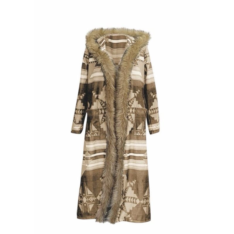 Other Brown Faux Fur Trim Long Sleeve Pocketed Parka Cardigan Size S / US 4 / IT 40 - 2 Thumbnail