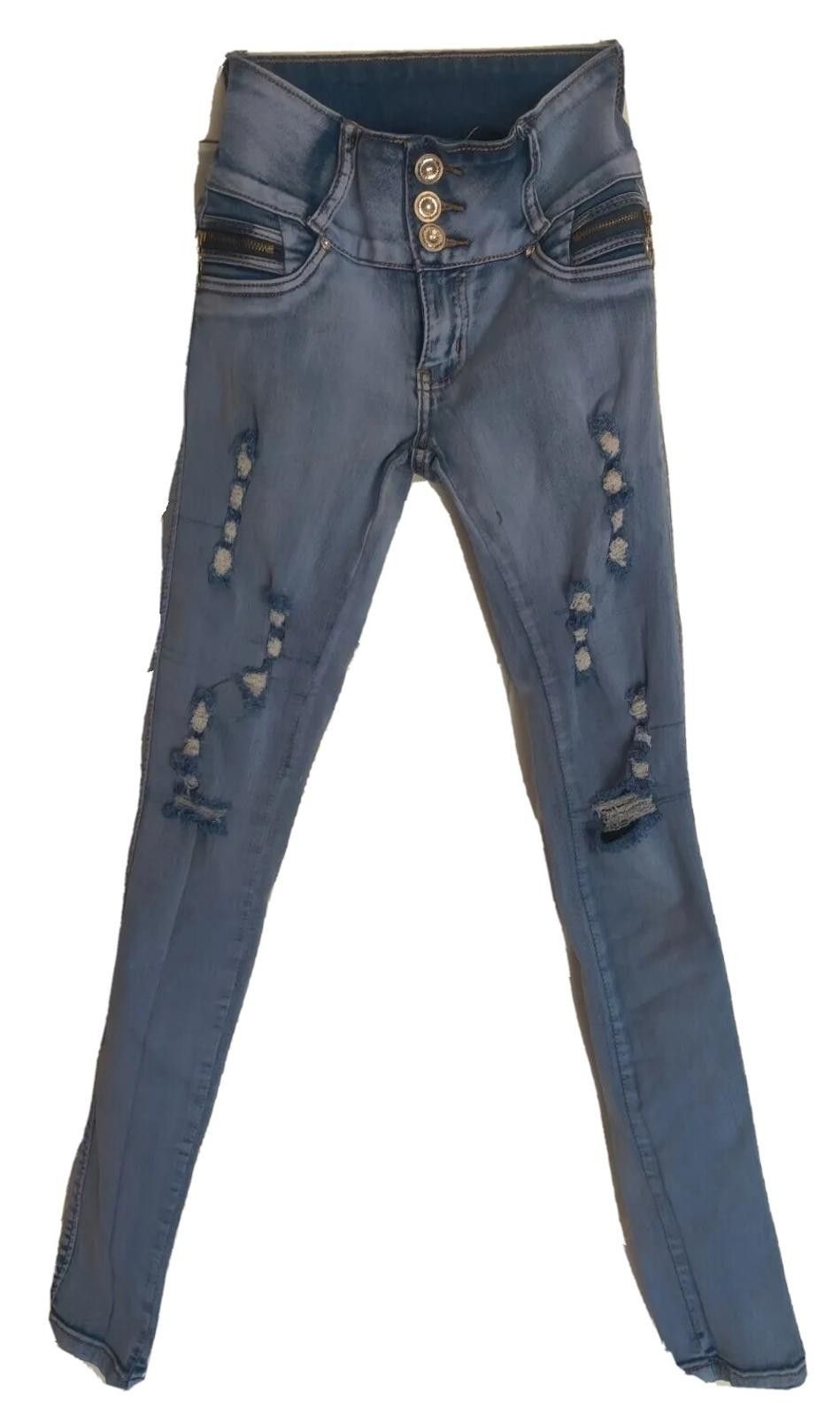 Rock Revival Silver Diva SD Jeans 0 Distressed Jean Pants Ripped Bedazzl Size 25" / US 0 / IT 36 - 1 Thumbnail
