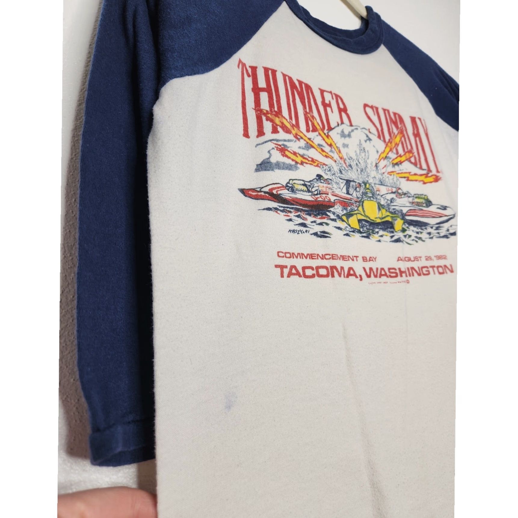Glanshirt VINTAGE Thunder Sunday Boat Racing Raglan Shirt Size US M / EU 48-50 / 2 - 3 Thumbnail