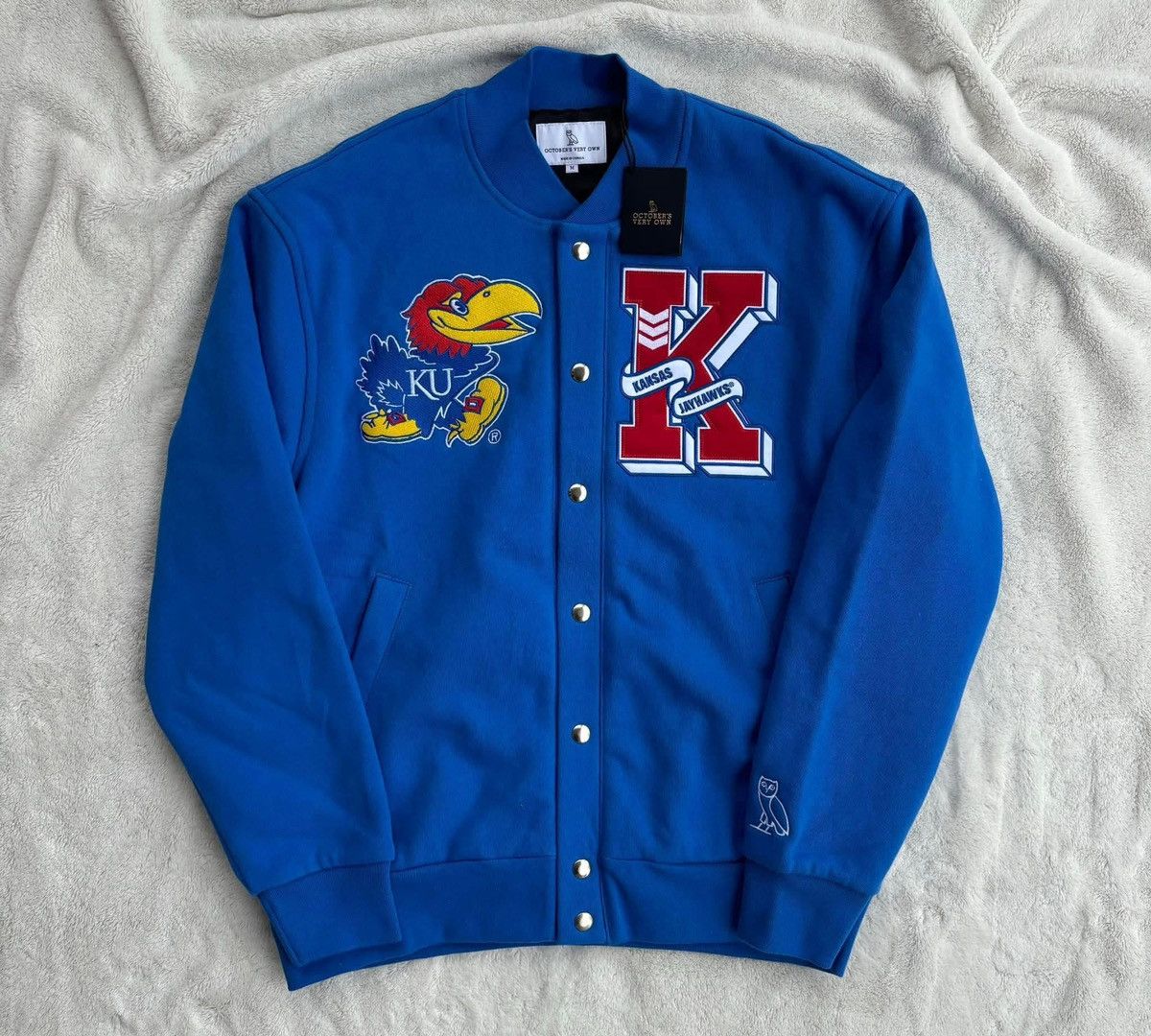 October's Very Own OVO x JawHawks Blue Fleece Varsity Jacket Size US XXL / EU 58 / 5 - 1 Thumbnail