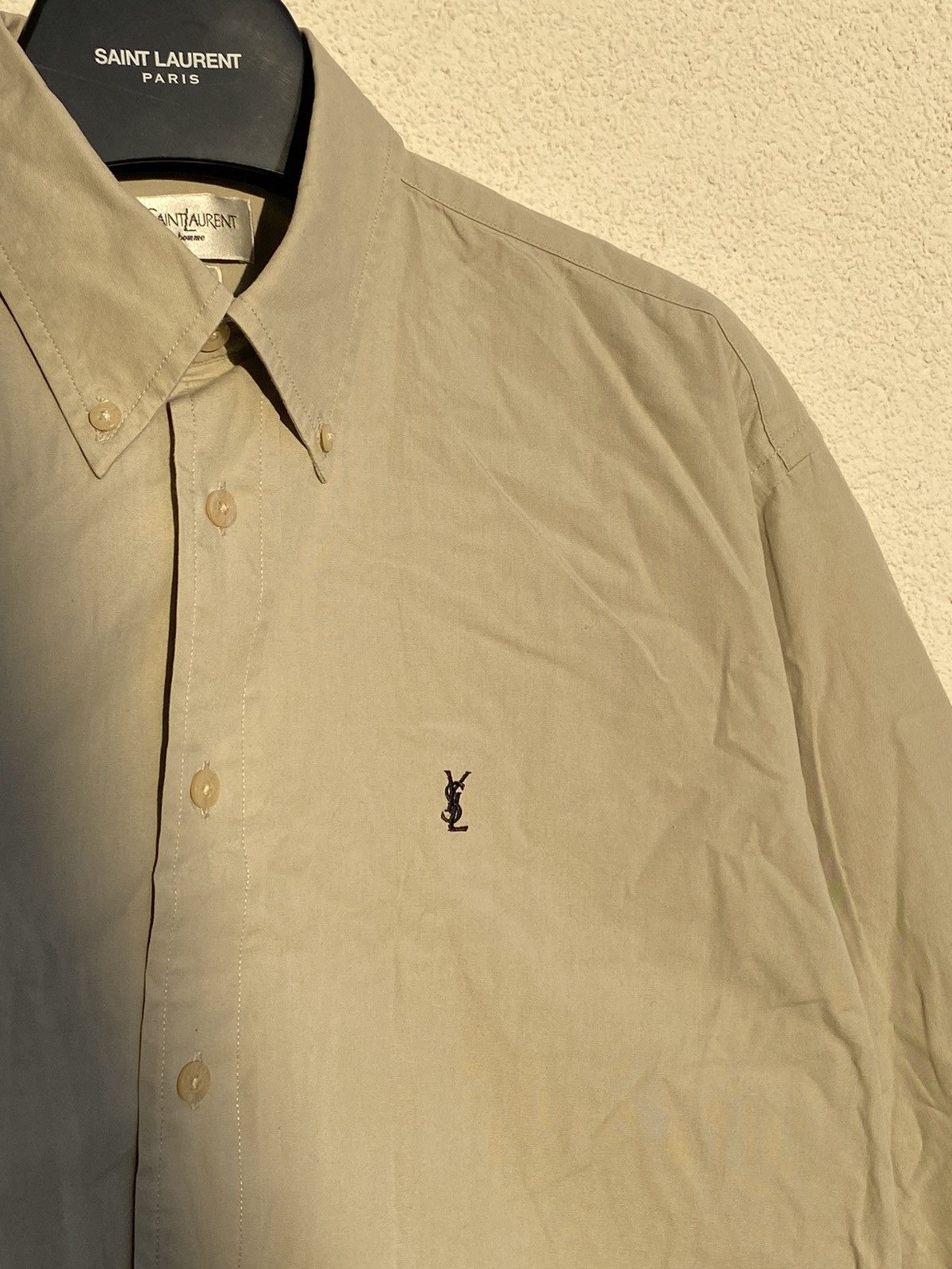 Yves Saint Laurent Cotton YSL Shirt Beige Size US L / EU 52-54 / 3 - 1 Thumbnail