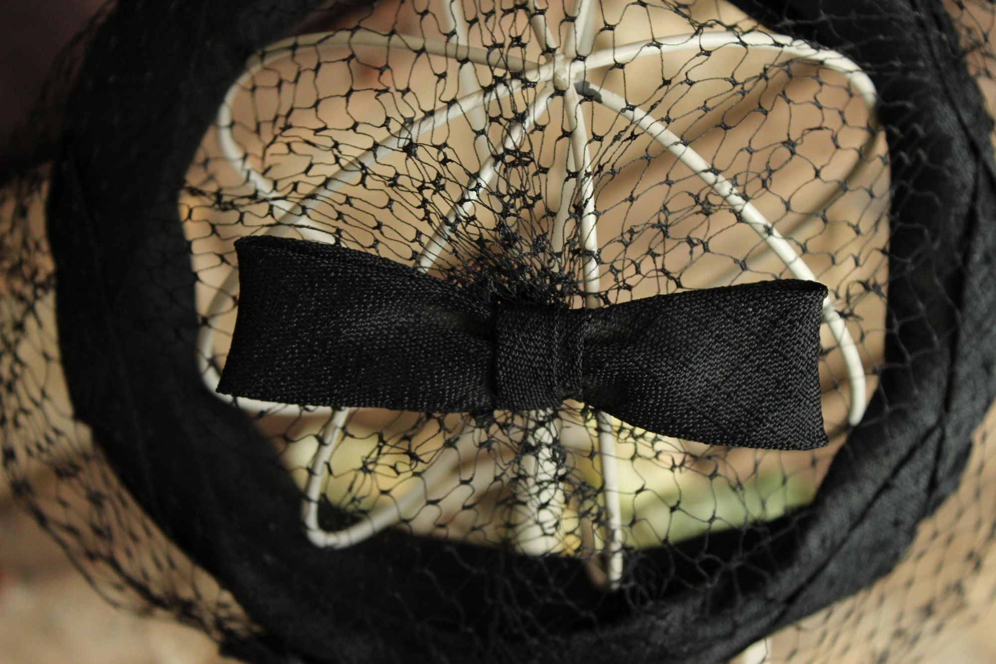 Vintage Vintage 1950s Hat, Black Silk Fascinator With Veil, Milliner Size ONE SIZE - 2 Thumbnail