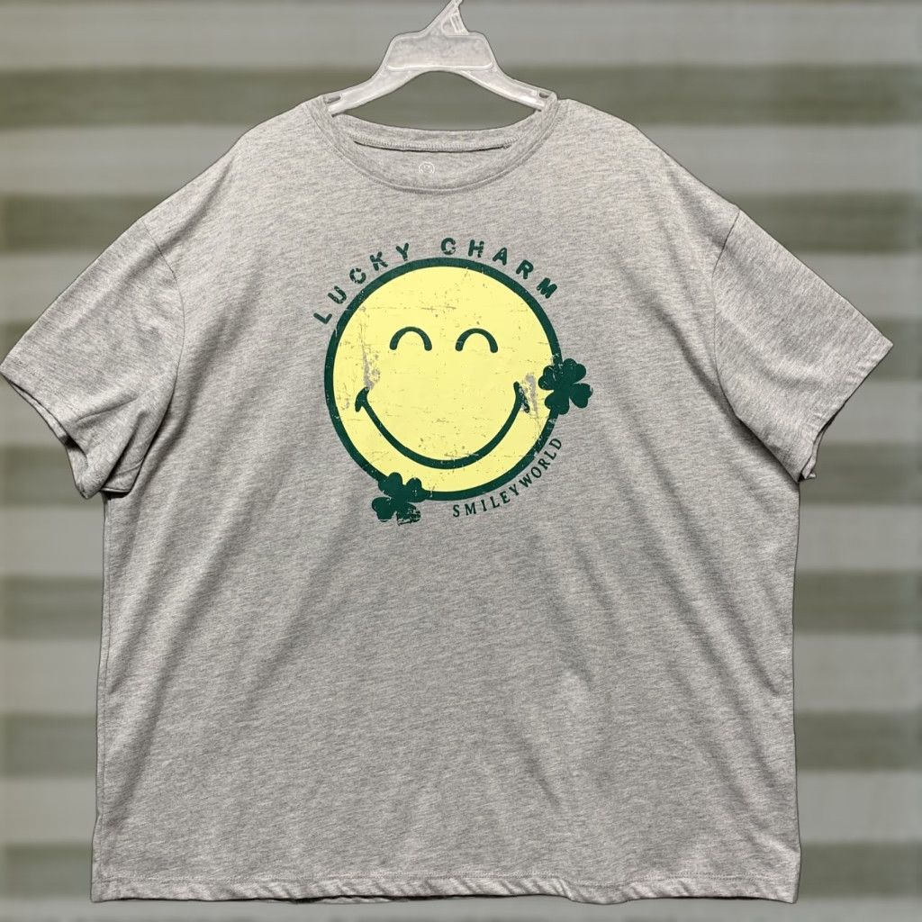 Vintage Smiley World T-Shirt St. Patrick's/Irish Lucky Charms Graphic Gray Size L/XL Size US L / EU 52-54 / 3 - 1 Thumbnail