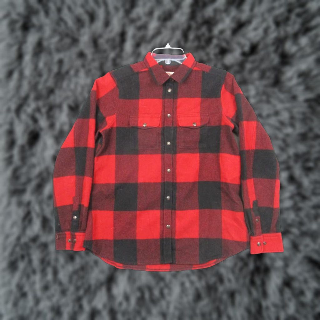 Vintage Fjällräven Shirt Womens Medium Red Black Canada Wool Blend Buffalo Plaid Snap Size M / US 6-8 / IT 42-44 - 1 Thumbnail