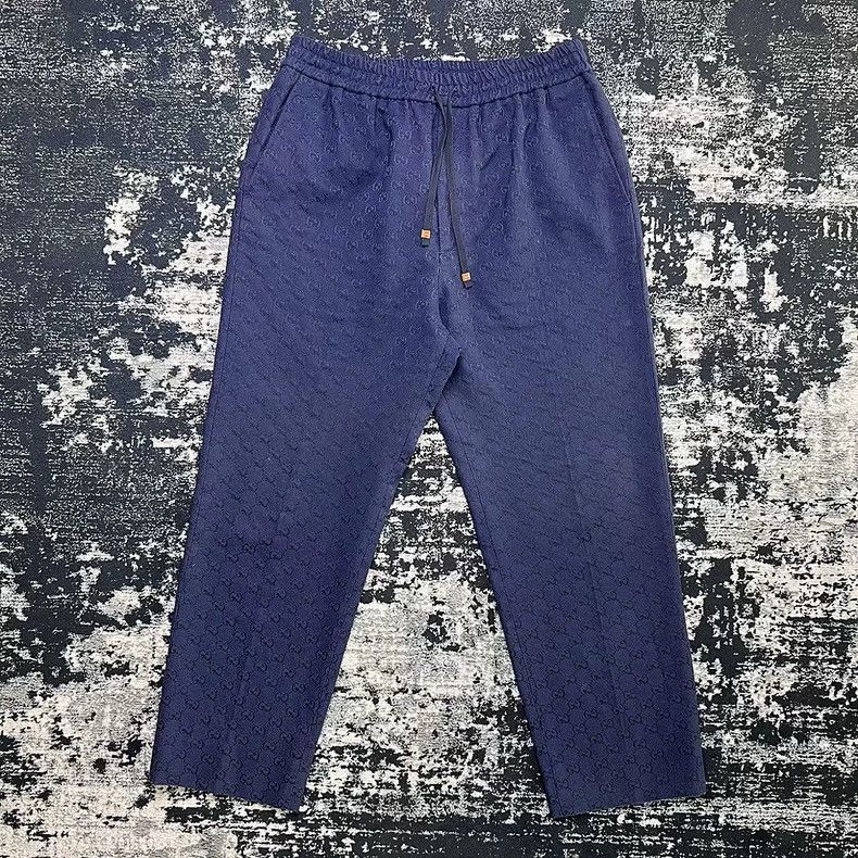 Gucci Gucci Dark blue double G full print logo straight loose ca Size US 36 / EU 52 - 1 Thumbnail