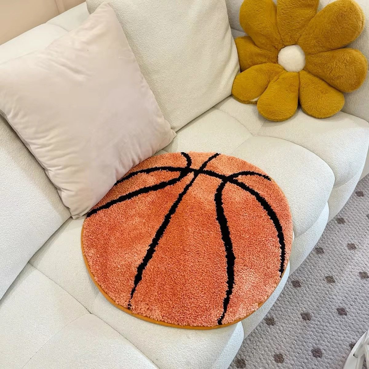 Handmade Design Basketball Tufted Rug Carpet Doormat Size ONE SIZE - 2 Thumbnail