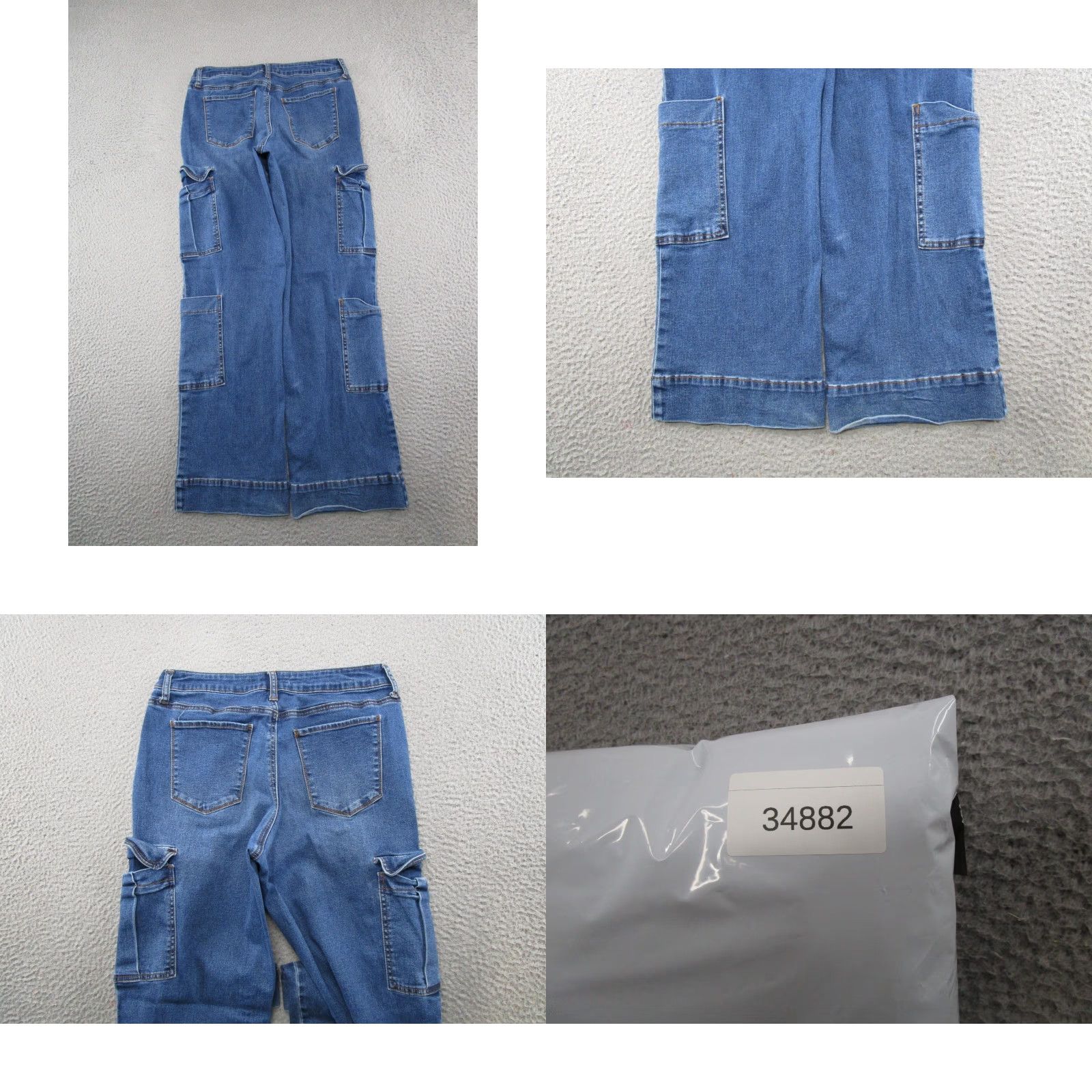 Madison Ashley Madison Women's Wide-Leg Baggy Fit Cargo Jeans Blue Denim Size 9 Stretch Denim Jeans Womens Wide-Leg Baggy Fit 9 Blue Size 30" / US 8 / IT 44 - 9 Thumbnail