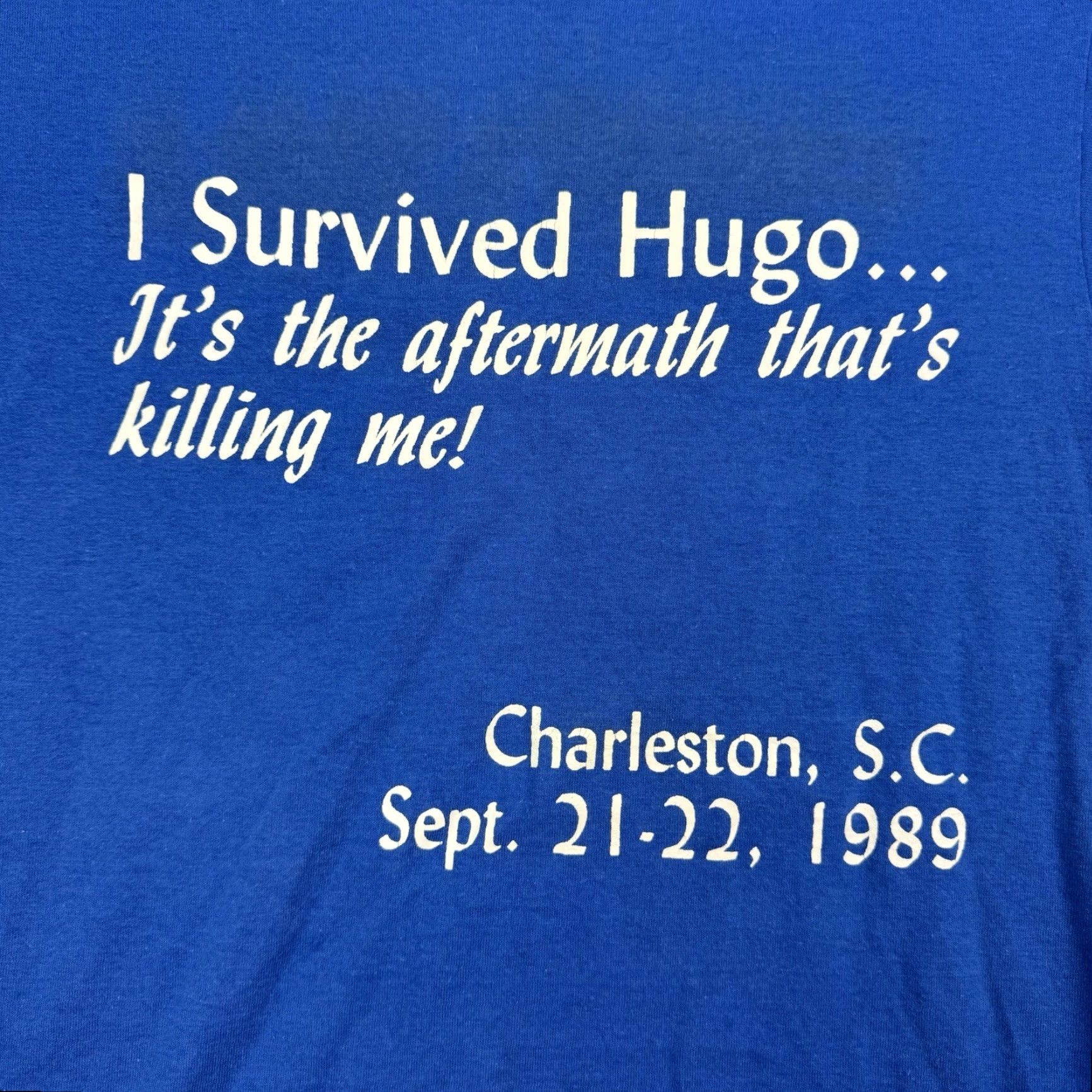 Vintage VINTAGE Hurricane Hugo T Shirt Adult Medium I Survived Charleston Sout Carolina Shirt Men Blue 80s USA Size US M / EU 48-50 / 2 - 2 Thumbnail
