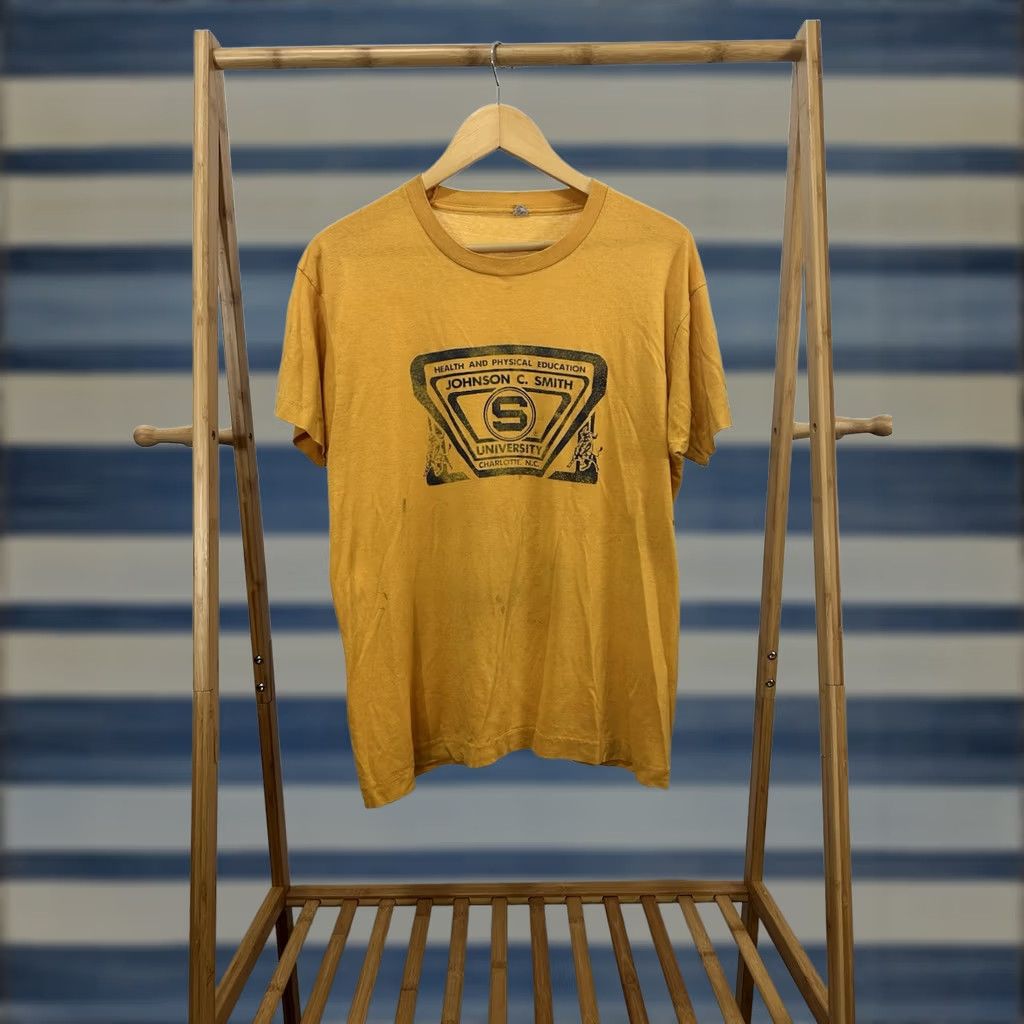 Vintage VTG 80s JCSU Golden Bulls HBCU T-Shirt XL Yellow Screen Stars VTG 80s Johnson C Smith University JCSU Golden Bulls HBCU Paper Thin T-Shirt XL Size US XL / EU 56 / 4 - 1 Thumbnail