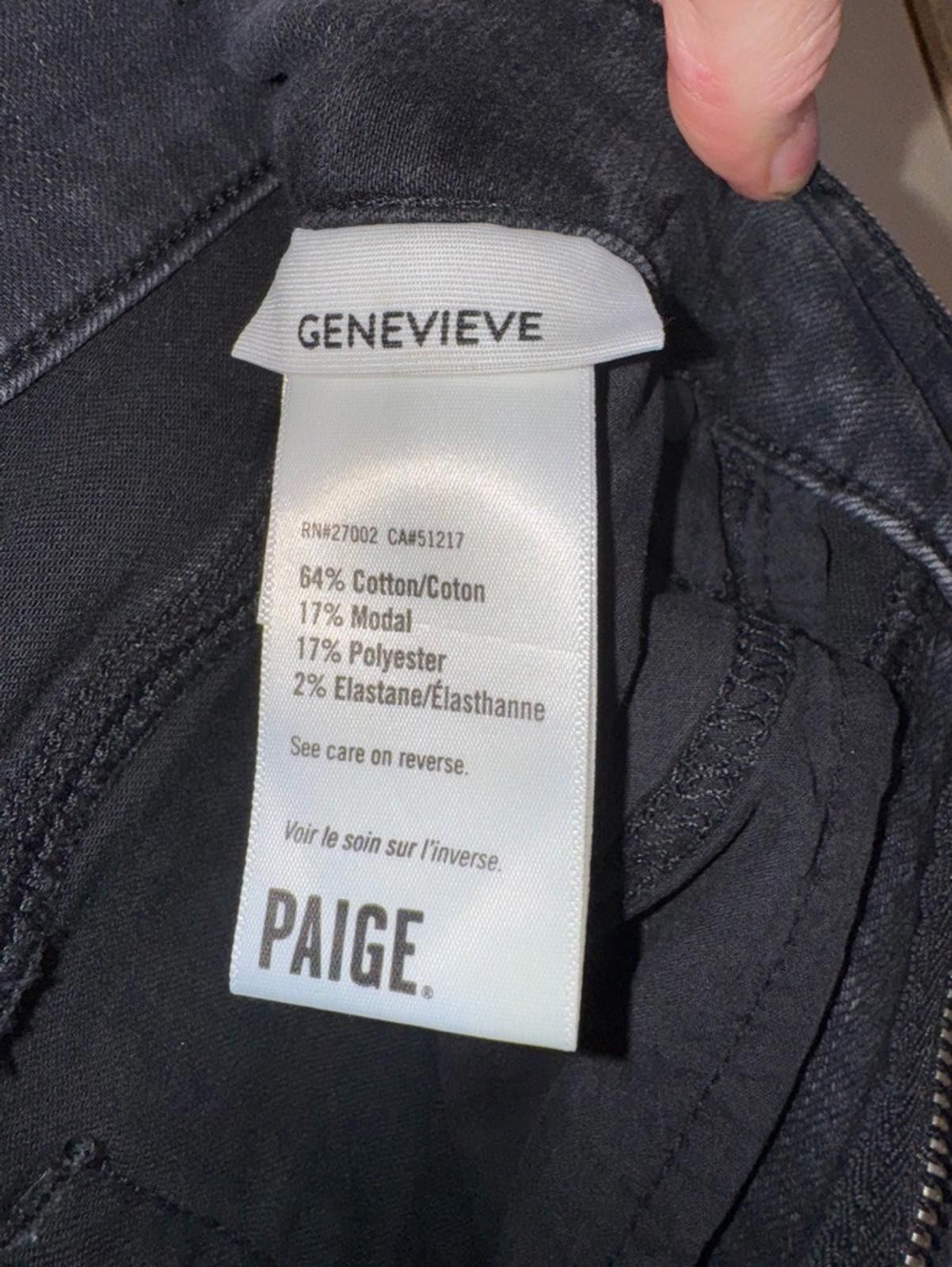 Paige $229 PAIGE GENEVIEVE PETITE SIZE 28 5/6 BLACK FLARE JEANS Size 28" / US 6 / IT 42 - 5 Thumbnail