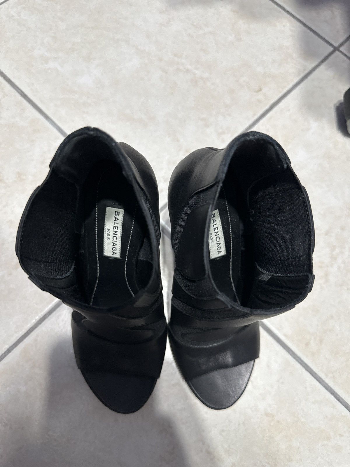 Balenciaga Balenciaga Black Leather Heel Open Toe Boots Size US 6 / IT 36 - 6 Thumbnail