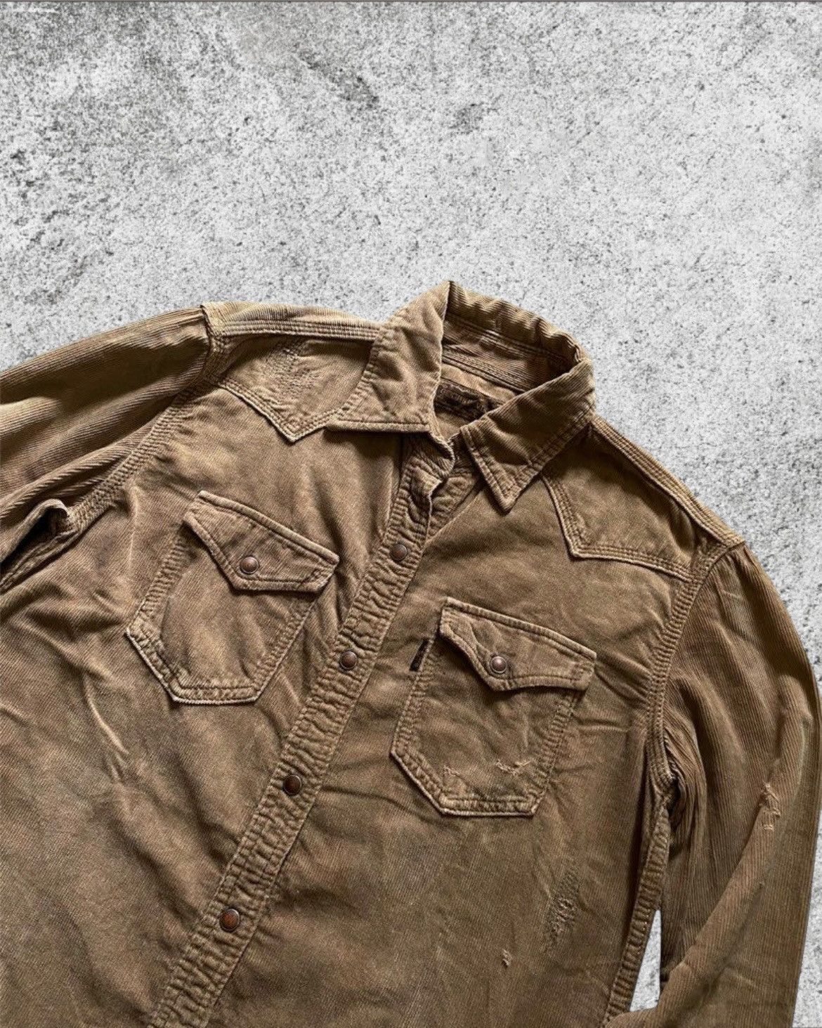 GOA 2000s GOA - Distressed Corduroy Western Shirt Size US M / EU 48-50 / 2 - 1 Thumbnail