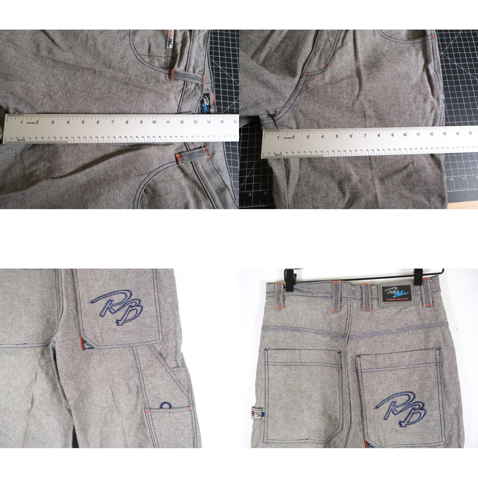 Vintage VINTAGE Raw Blue Baggy Fit Jeans Men 30 x 31 Gray Silver 90s Carpenter Jeans Relaxed High Rise 5-Pocket Mens Size US 30 / EU 46 - 8 Thumbnail