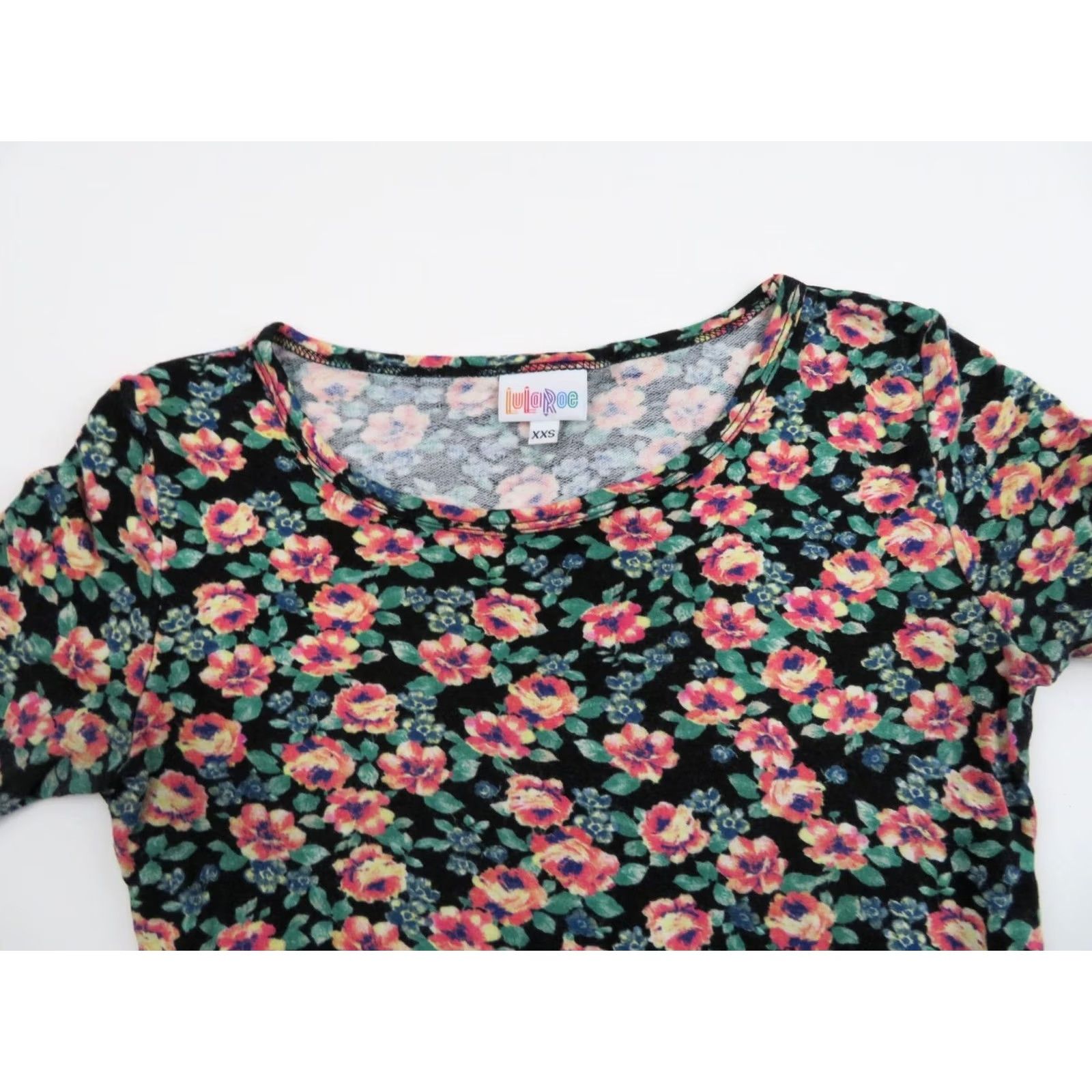 Vintage LuLaRoe Julia Dress 2XS Black Floral Flowers Bodycon Unicorn EUC Size XXS / US 00 / IT 34 - 4 Thumbnail