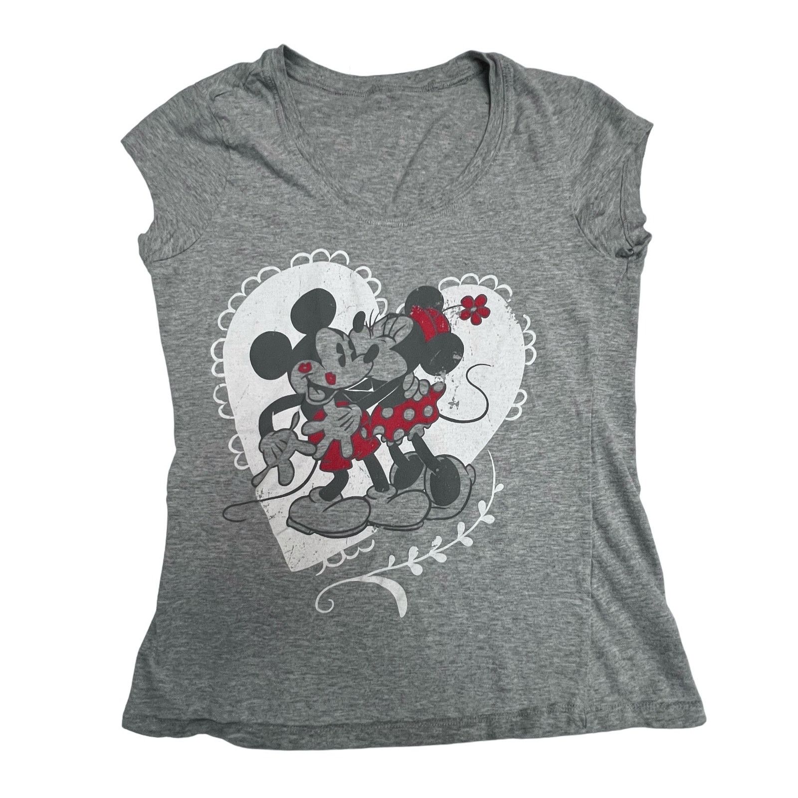 Disney Disney Store Women's Mickey & Minnie Mouse Heart Gray Shirt Size M / US 6-8 / IT 42-44 - 1 Thumbnail