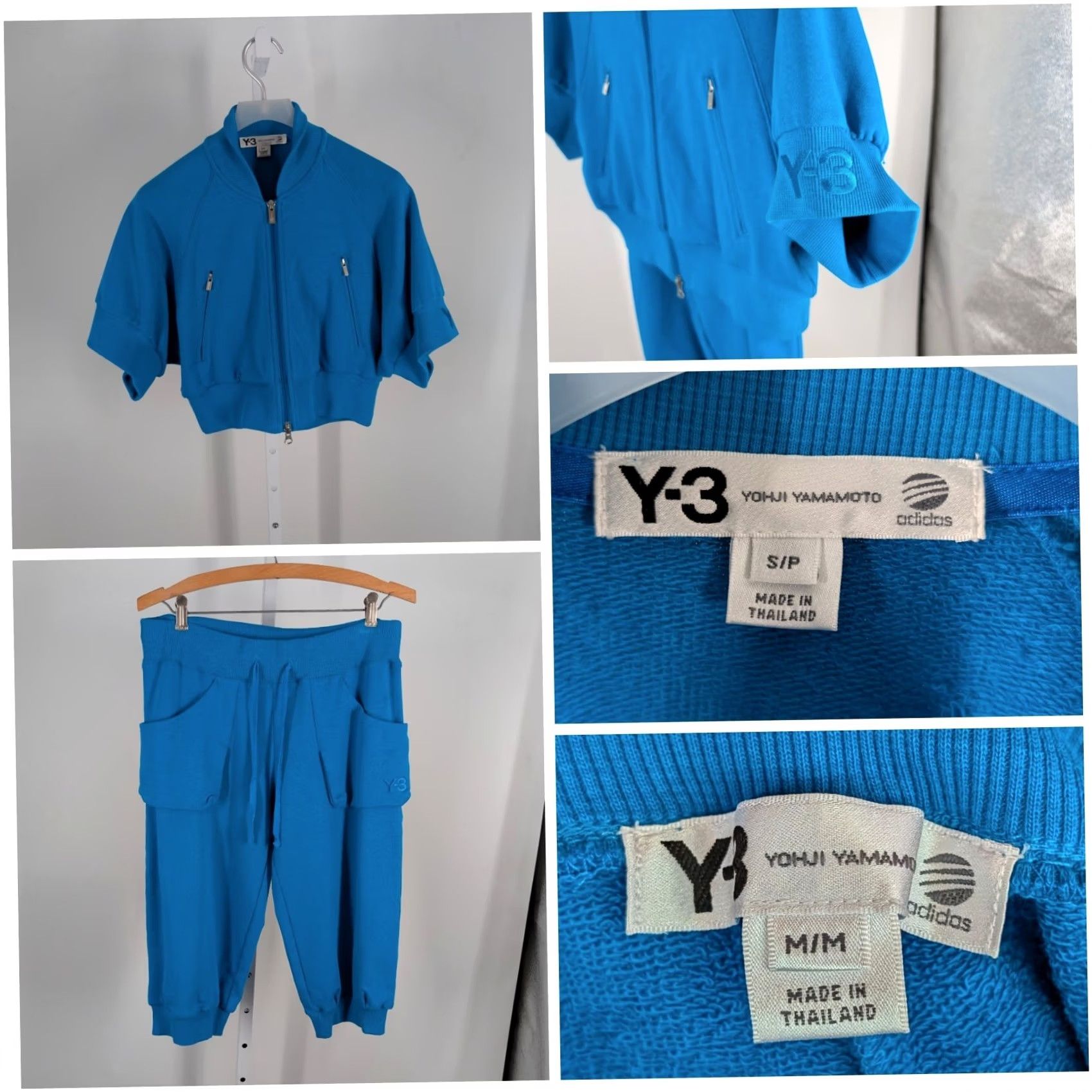 Y-3 Vintage Y-3 Yohji Yamamoto Tracksuit Set Cropped Jacket Capri Pants Blue Women M Two-Piece Size 32" / US 10 / IT 46 - 2 Thumbnail