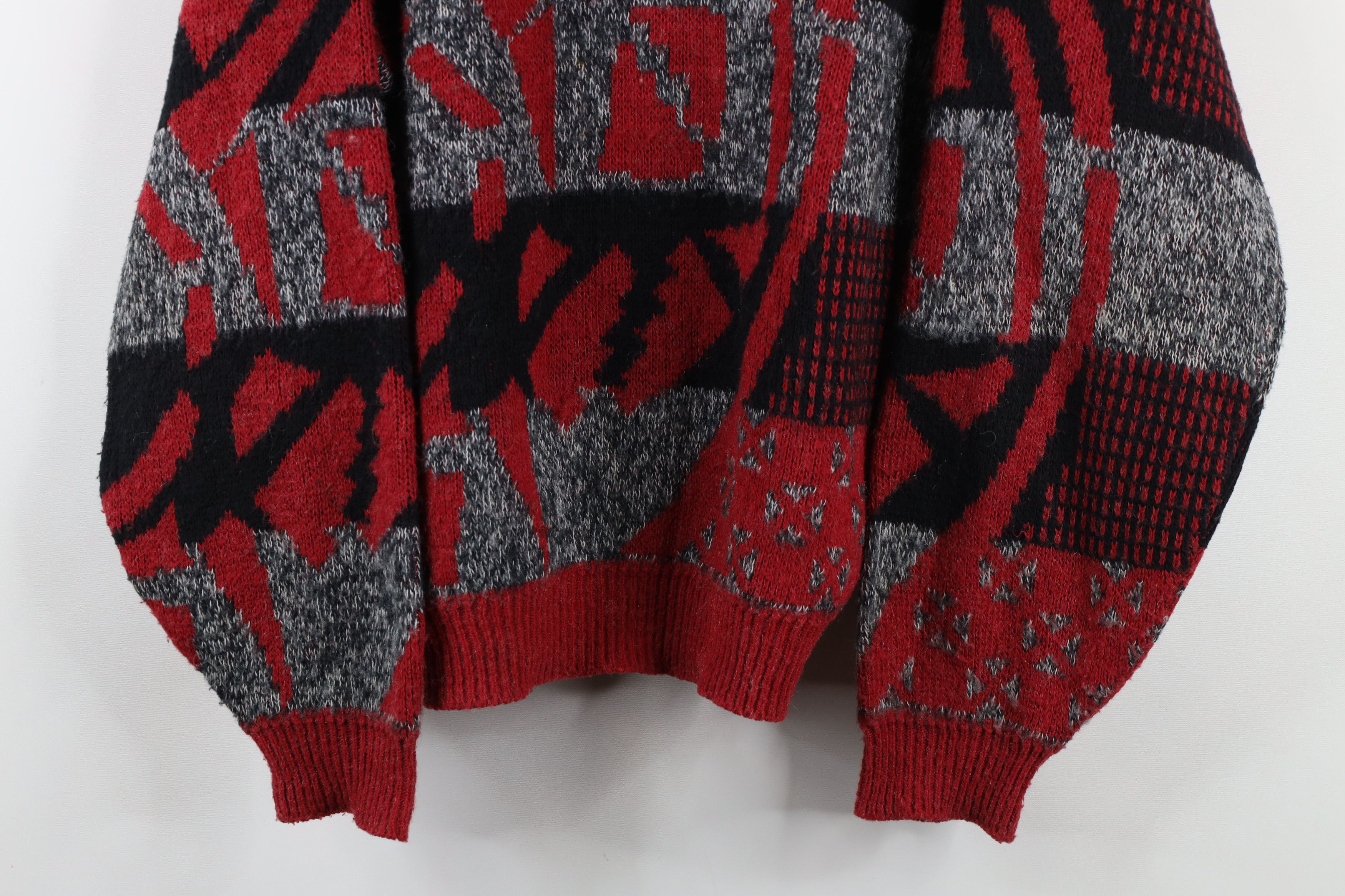 Vintage Vintage 90s Streetwear Blend Abstract Checkered Knit Sweater Size L / US 10 / IT 46 - 3 Thumbnail