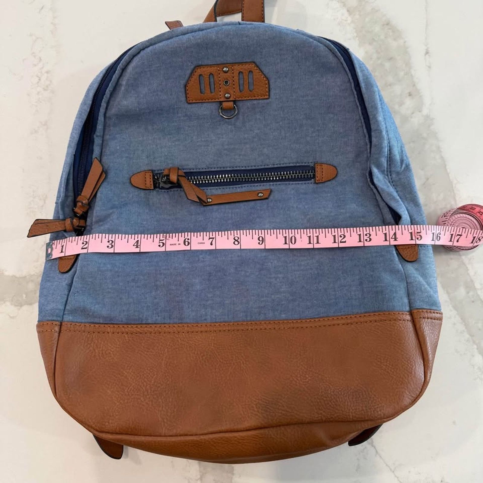 Aldo Aldo Denim Chambray Backpack Adjustable Strap Laptop Pocket Size ONE SIZE - 9 Thumbnail
