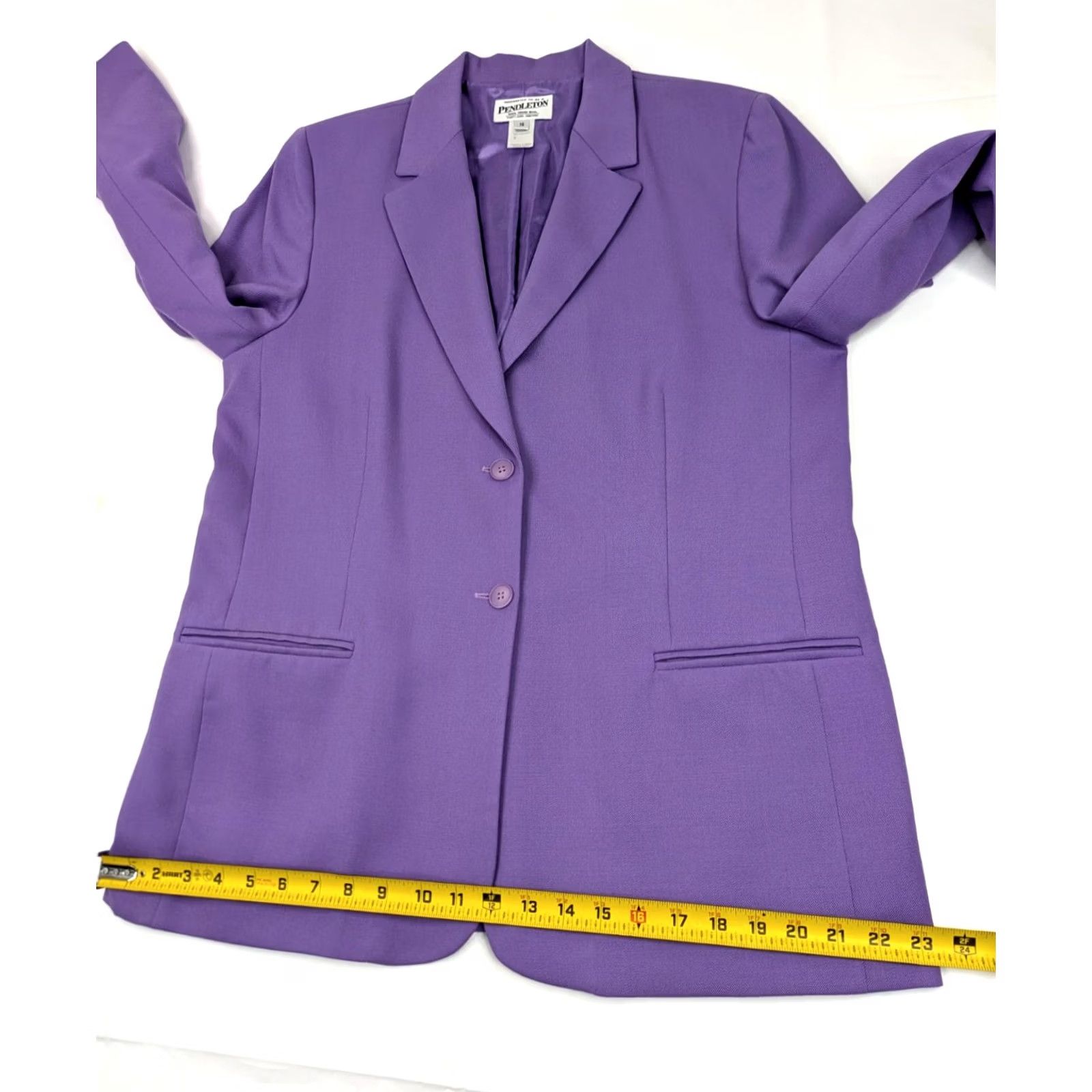 Pendleton VINTAGE Pendleton Blazer Coat Women 14 Wool Purple 42 Chest Notch Lined Wool 100% Satin Lined Business Regular Vintage Womens Blazer Size XL / US 12-14 / IT 48-50 - 5 Thumbnail