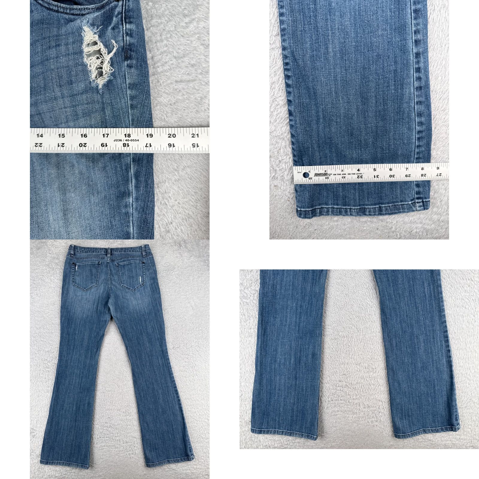 Vintage VINTAGE ELLE Jeans Womens 8 Blue Denim Bootcut Distressed Low Rise Cotton Blend 30x31 Slimming Stretch Regular 5-Pocket Design Boots Size 30" / US 8 / IT 44 - 9 Thumbnail
