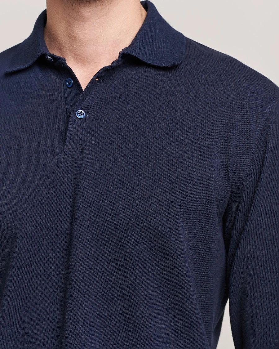 Brunello Cucinelli o1gr1nt0525 Long Sleeve Polo Shirt in Navy Size US XS / EU 42 / 0 - 5 Thumbnail