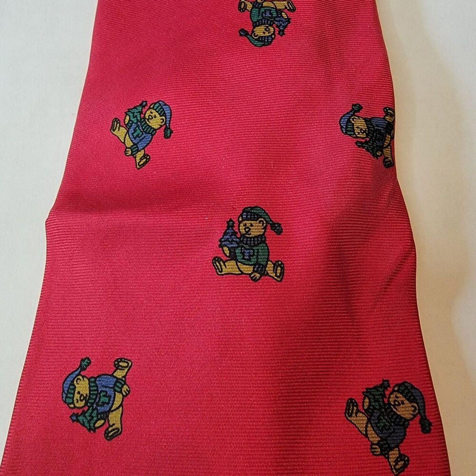 Other Pure Silk By Wembley- Christmas Tie- Elf Teddy Bear- Red Size ONE SIZE - 1 Thumbnail