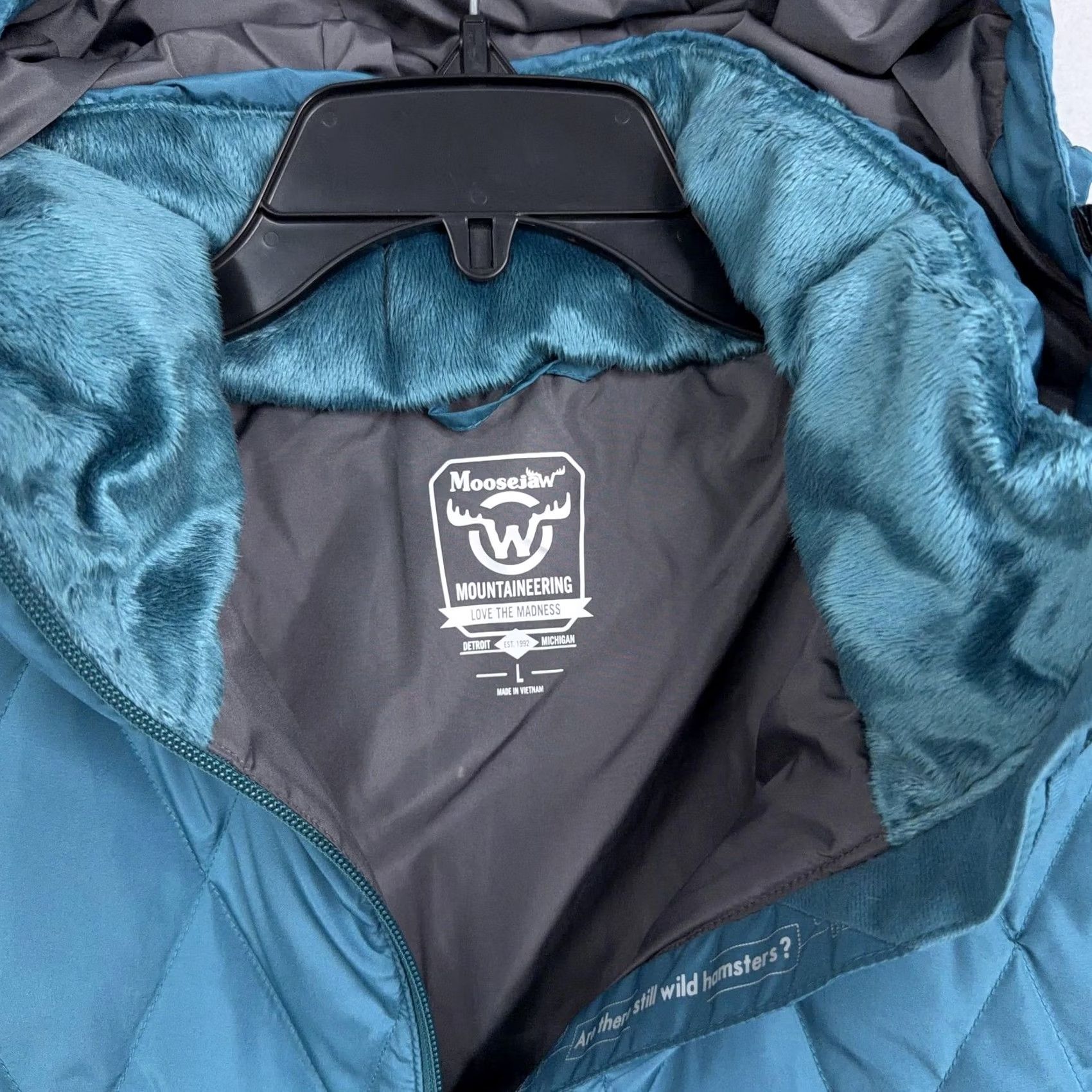 Vintage Moosejaw Coat Womens Large Blue Quilted Down Puffer Hooded Long Winter Jacket Size L / US 10 / IT 46 - 4 Thumbnail