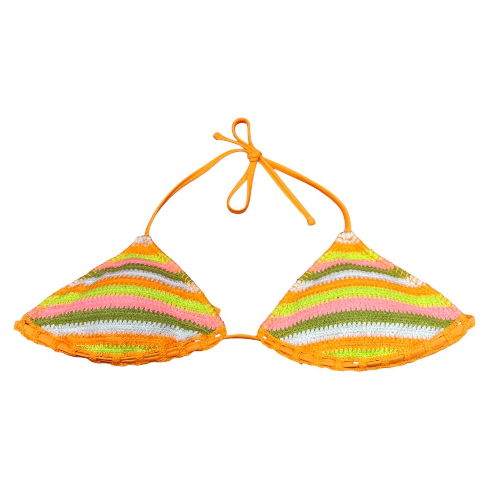 Other Wild Fable - Women's Crochet Triangle Bikini Top - Orange - Size ONE SIZE - 10 Thumbnail