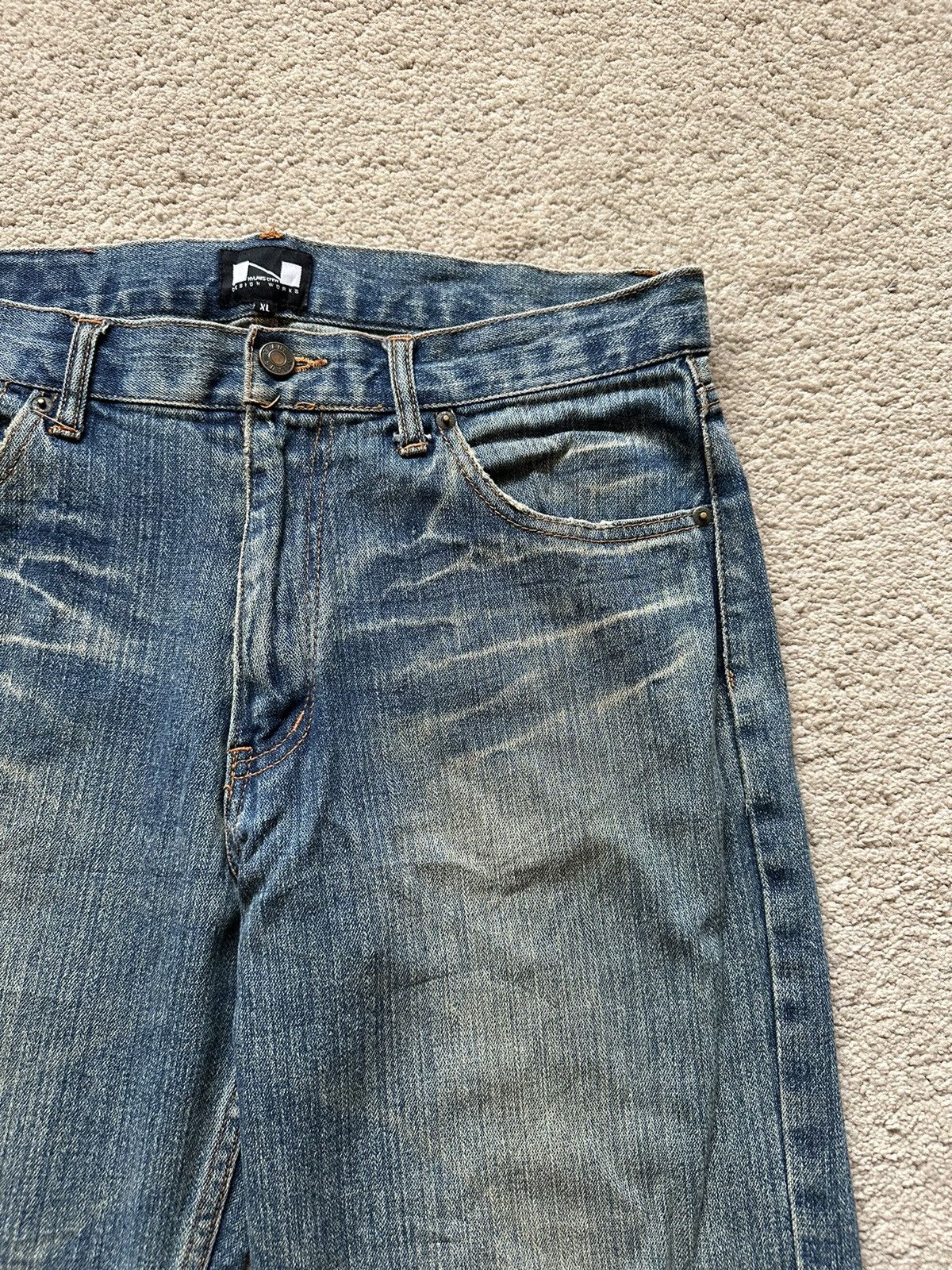 Japanese Brand 1990s Nylus Crew Design Work Distressed Jeans Size US 34 / EU 50 - 4 Thumbnail