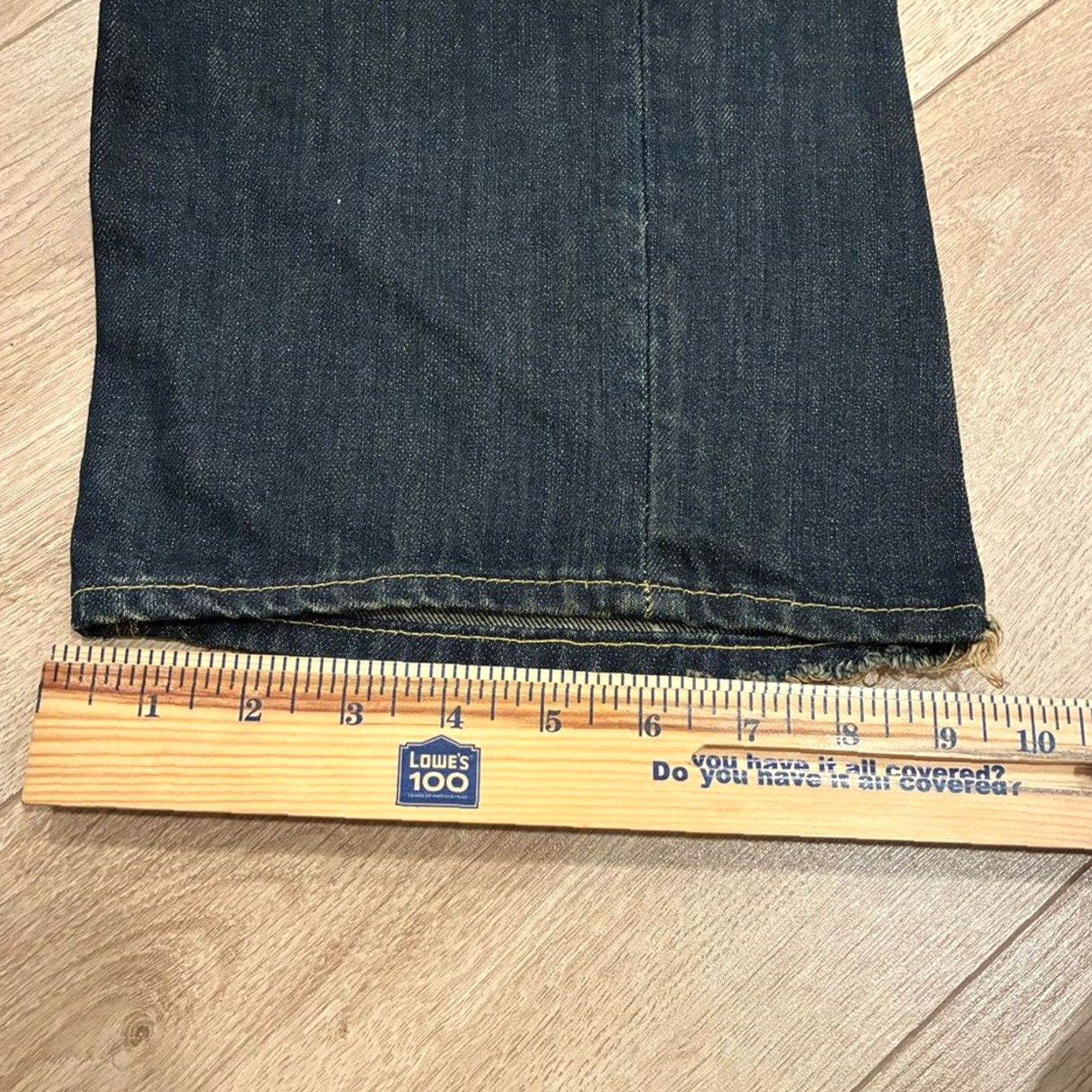 Vintage Rogan Distressed Dark Wash Funnel Button Fly Embroidered Jeans 33 Men Size 33 Regular Straight Blue NWT (New without tags) Size US 33 - 5 Thumbnail
