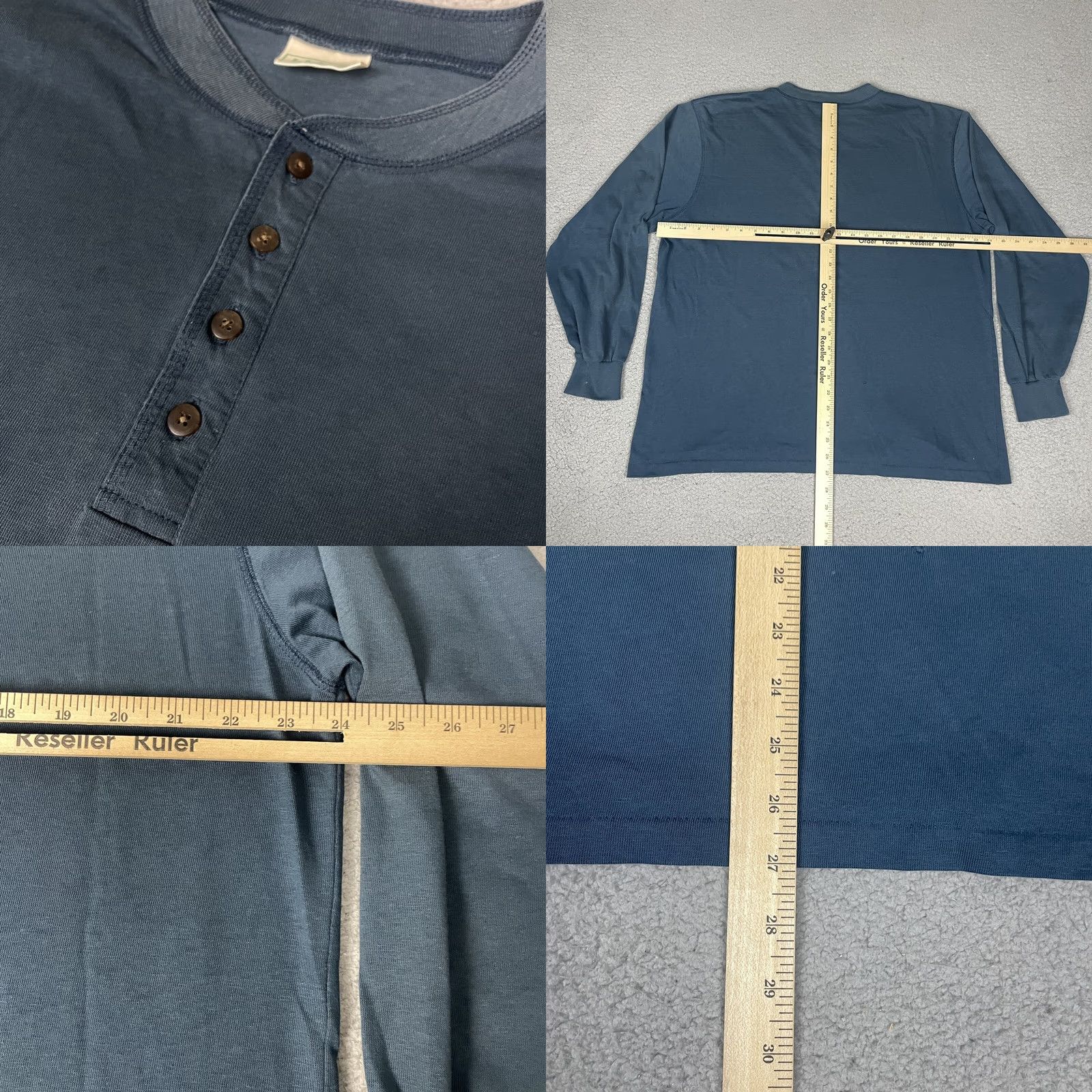 Vintage VINTAGE L.L. Bean Tshirt Shirt Adult Large Long Sleeve Henley Blue USA 1/4 Button Distressed Vtg Mens Size US L / EU 52-54 / 3 - 8 Thumbnail