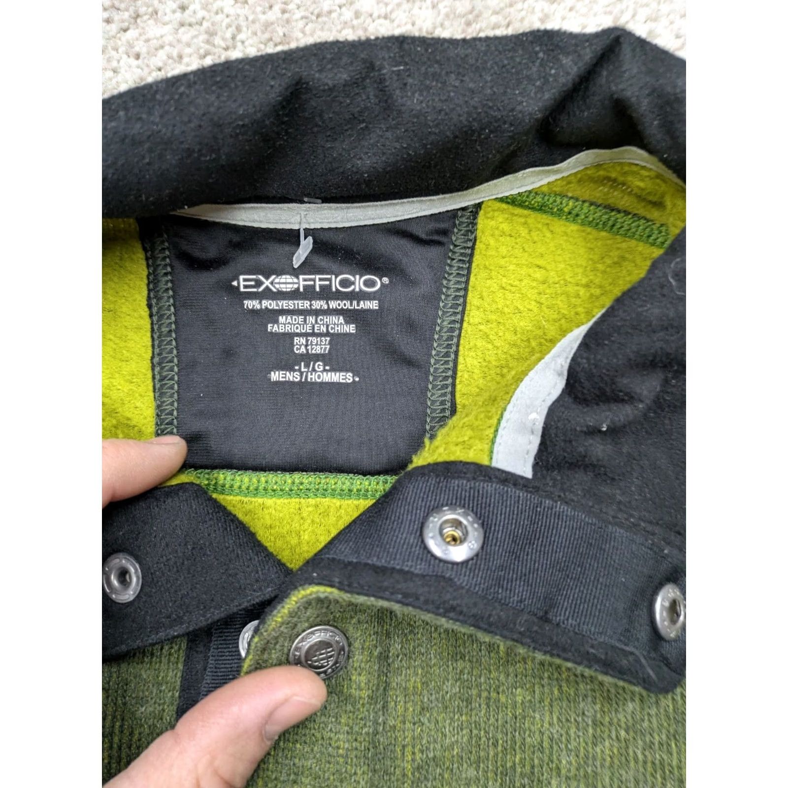 ExOfficio ExOfficio Jacket Mens L Large Green Pullover Wool Blend Quarter 1/4 Snap Size US L / EU 52-54 / 3 - 4 Thumbnail